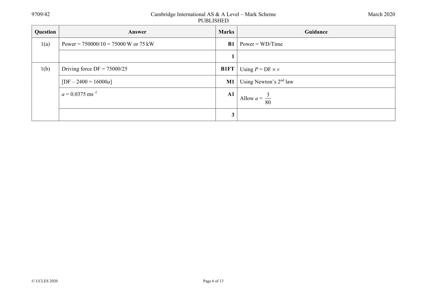 Mark scheme, page 6 of 13