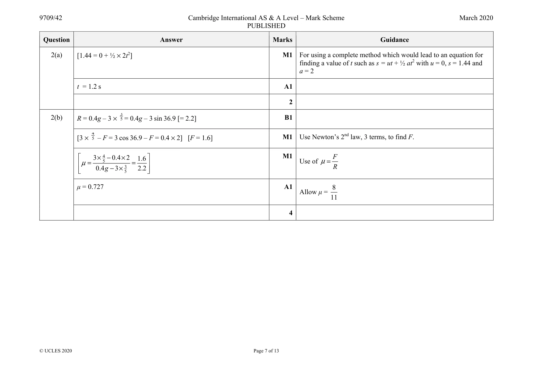 Mark scheme, page 7 of 13