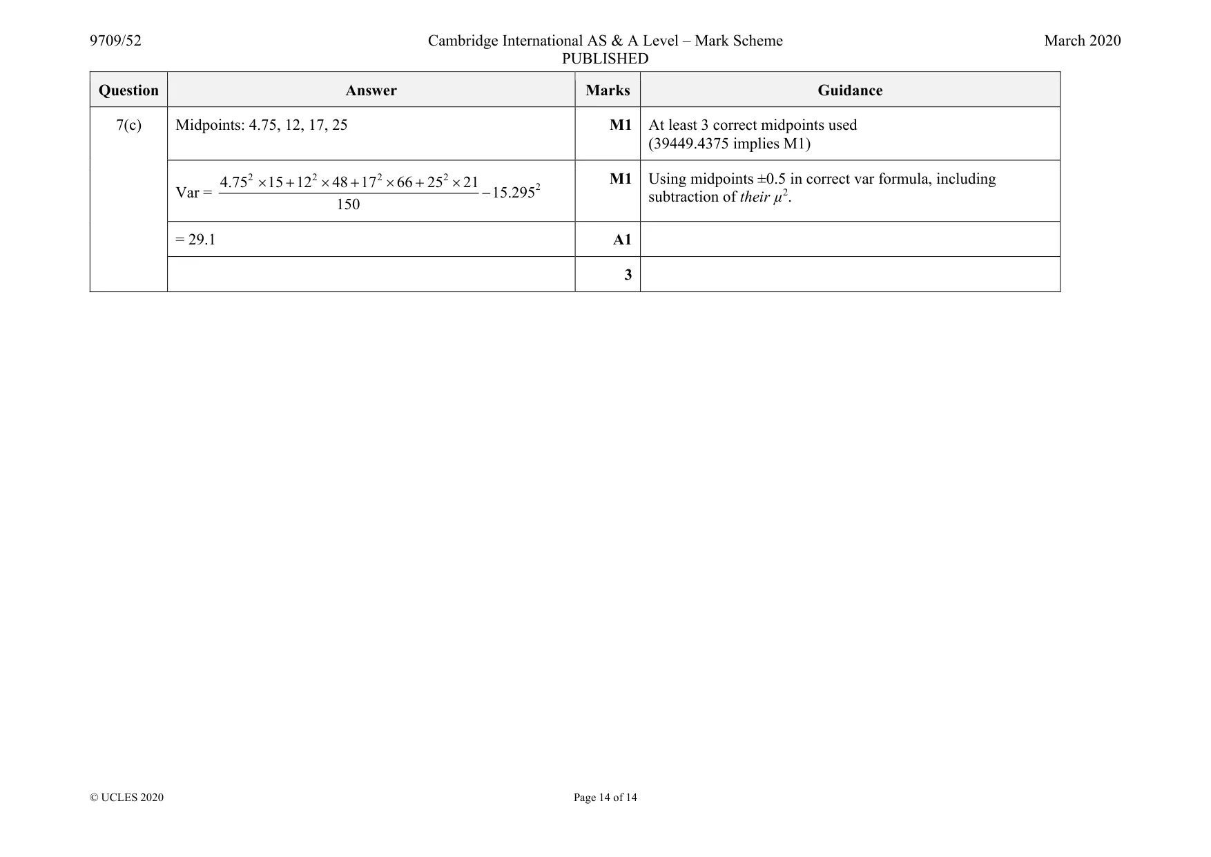 Mark scheme, page 14 of 14