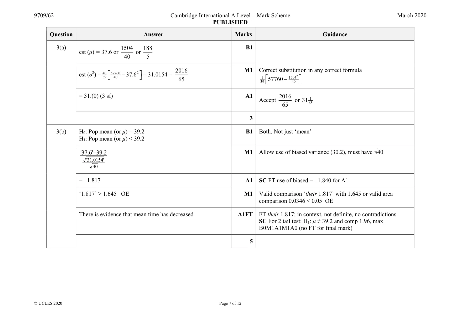Mark scheme, page 7 of 12