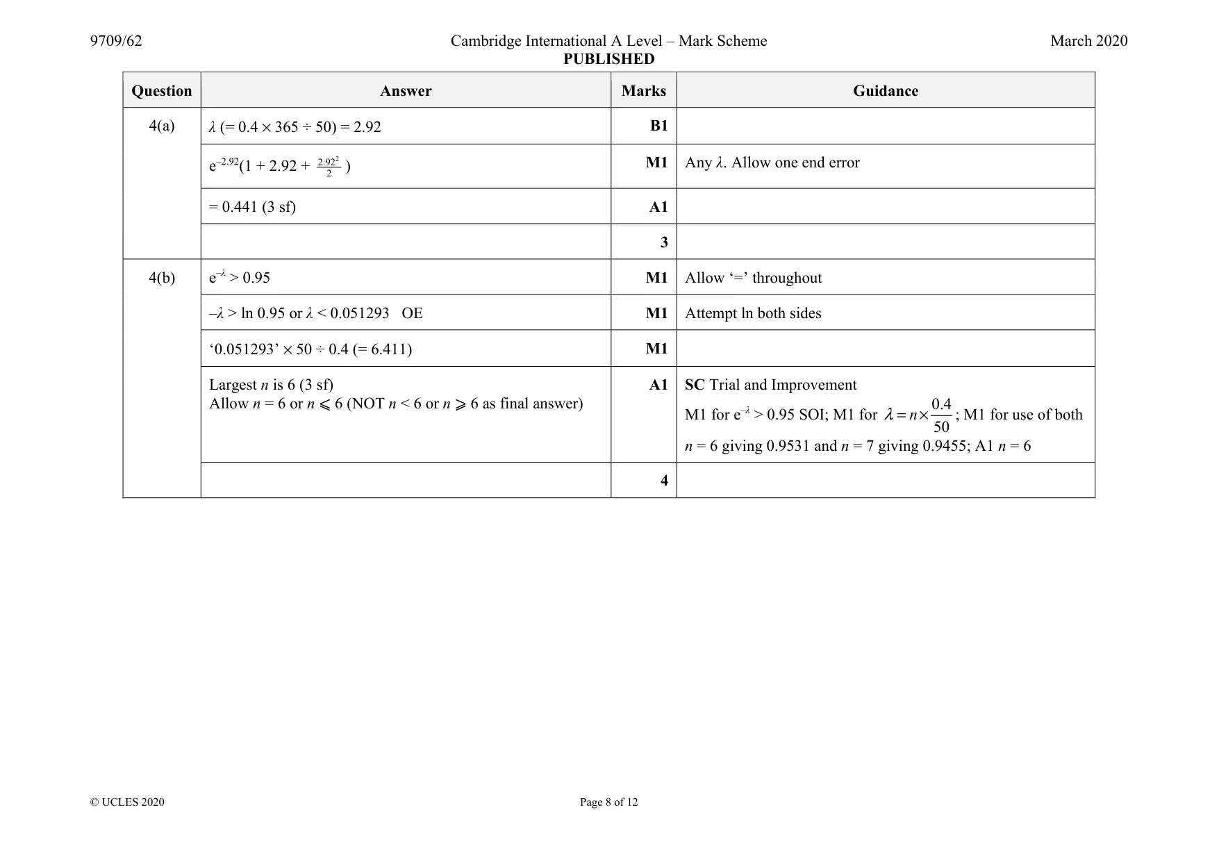 Mark scheme, page 8 of 12
