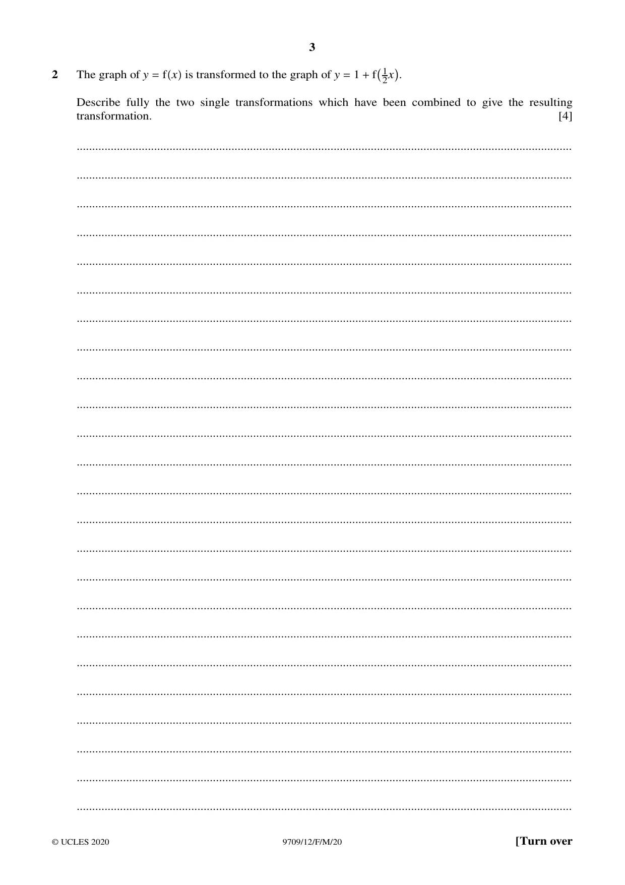 Cambridge A Level Mathematics 9709 2020 Feb/March Paper 1 · Variant 2 question paper, page 3 of 20