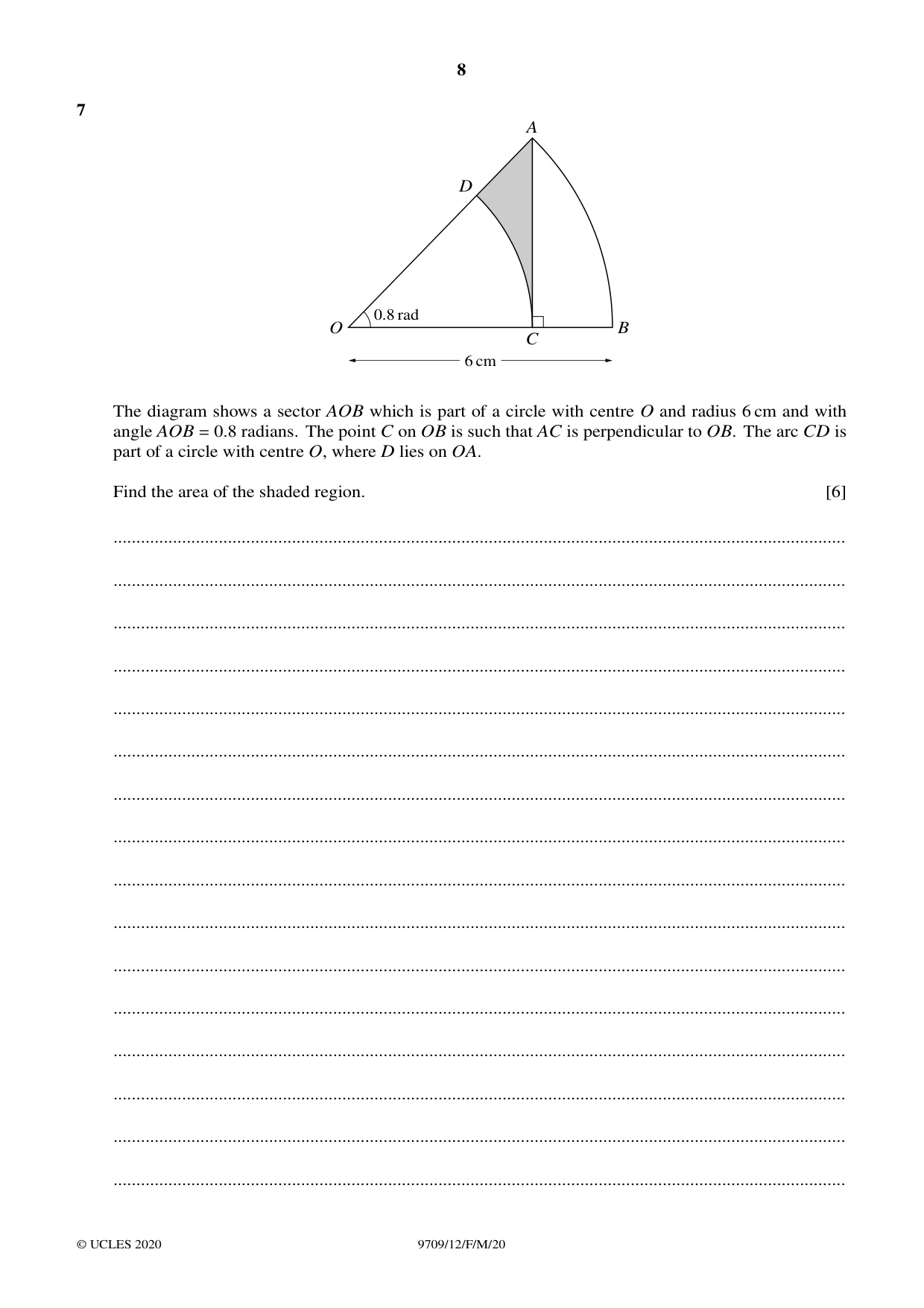 Cambridge A Level Mathematics 9709 2020 Feb/March Paper 1 · Variant 2 question paper, page 8 of 20
