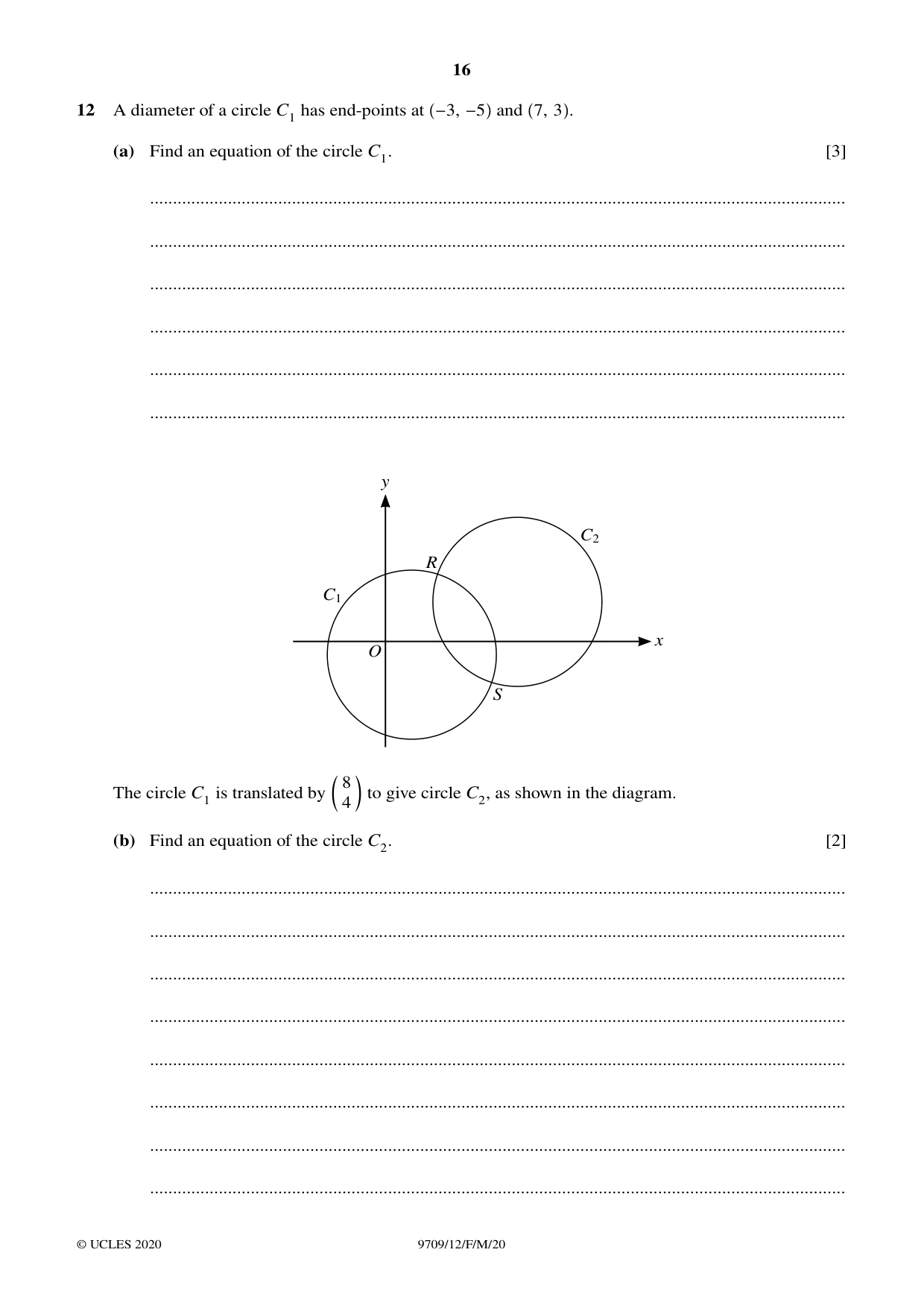 Cambridge A Level Mathematics 9709 2020 Feb/March Paper 1 · Variant 2 question paper, page 16 of 20