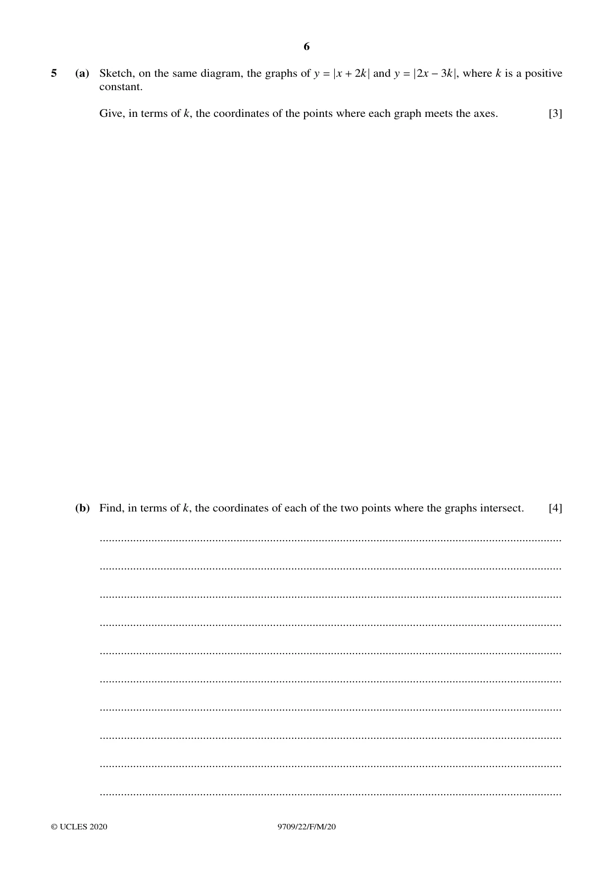 Cambridge A Level Mathematics 9709 2020 Feb/March Paper 2 · Variant 2 question paper, page 6 of 12