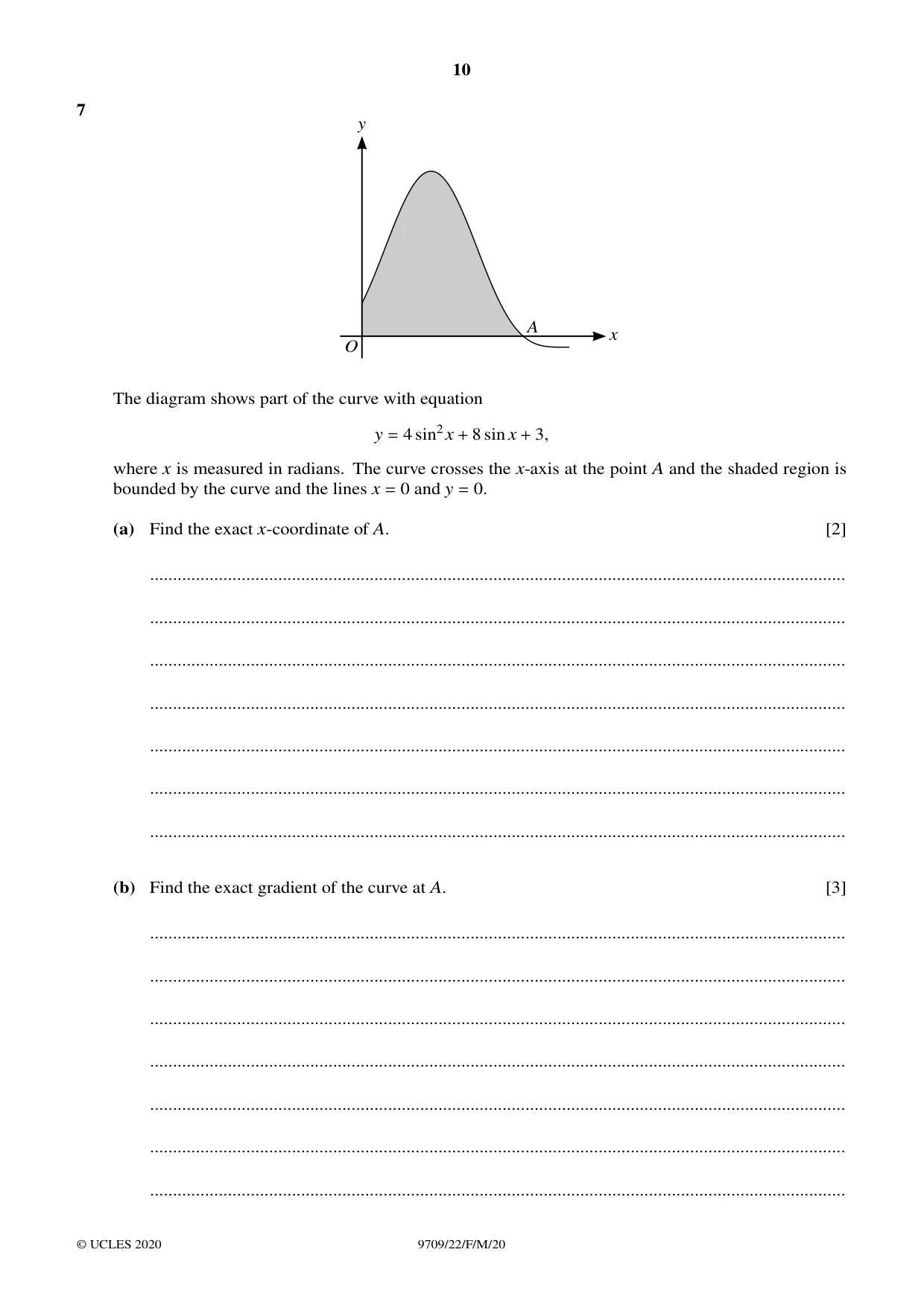 Cambridge A Level Mathematics 9709 2020 Feb/March Paper 2 · Variant 2 question paper, page 10 of 12