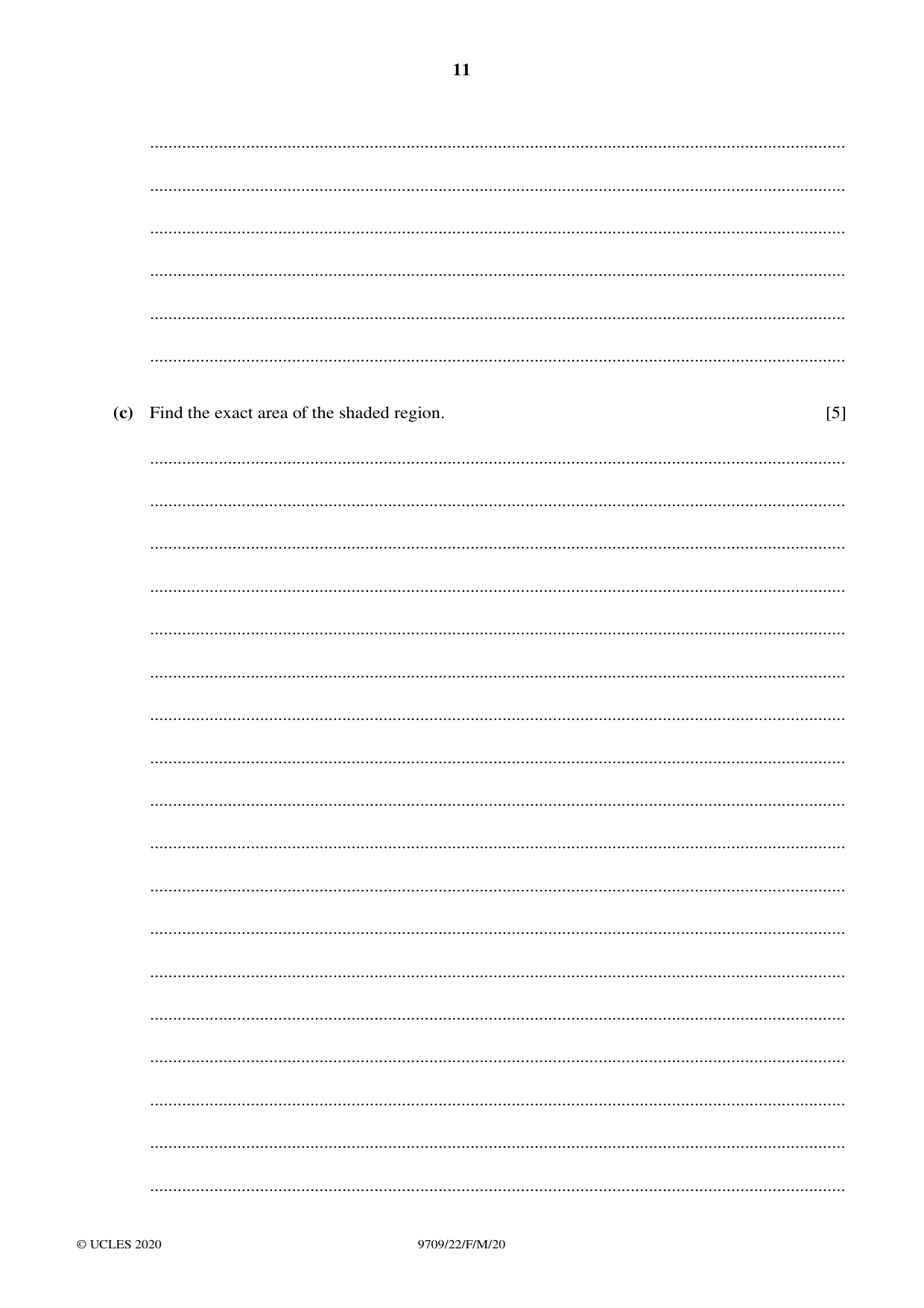 Cambridge A Level Mathematics 9709 2020 Feb/March Paper 2 · Variant 2 question paper, page 11 of 12