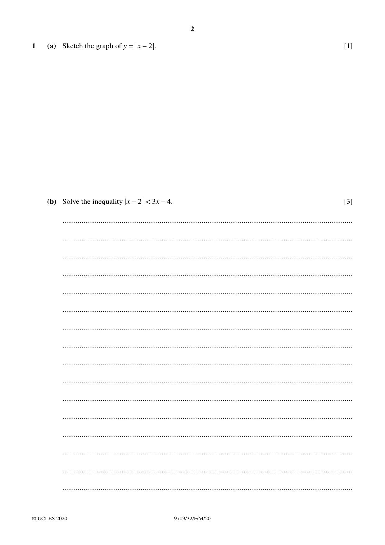 Cambridge A Level Mathematics 9709 2020 Feb/March Paper 3 · Variant 2 question paper, page 2 of 20