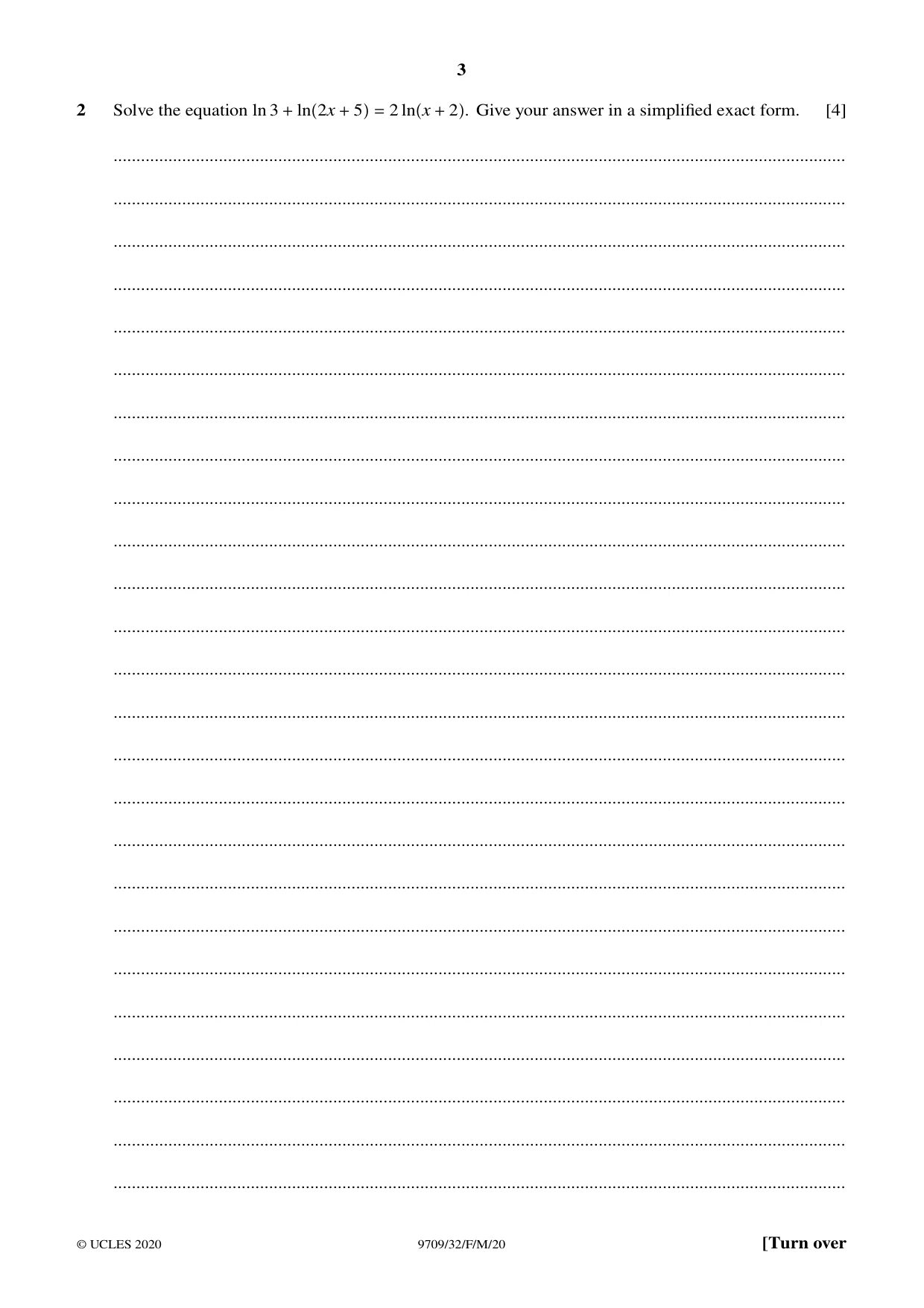 Cambridge A Level Mathematics 9709 2020 Feb/March Paper 3 · Variant 2 question paper, page 3 of 20