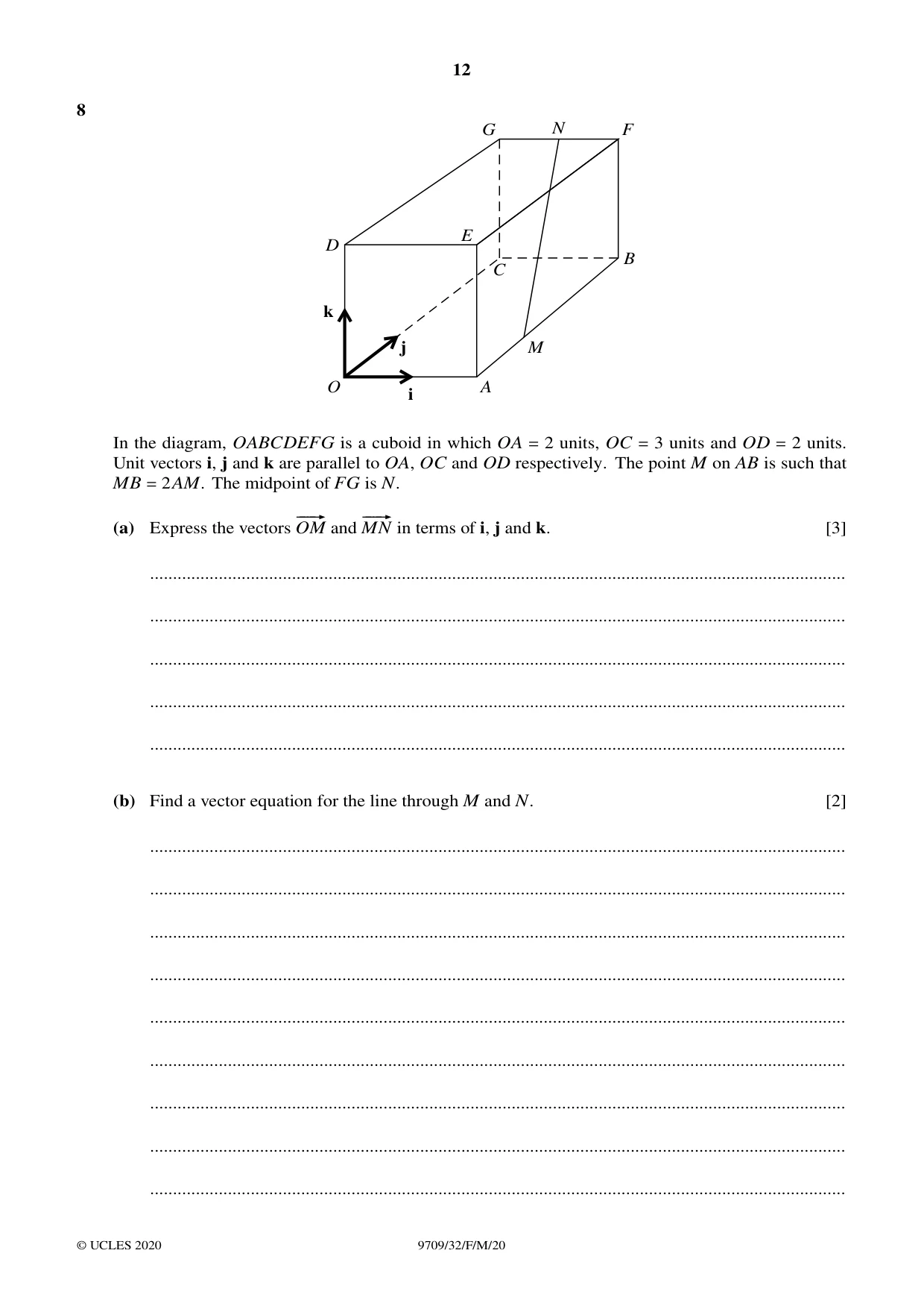 Cambridge A Level Mathematics 9709 2020 Feb/March Paper 3 · Variant 2 question paper, page 12 of 20