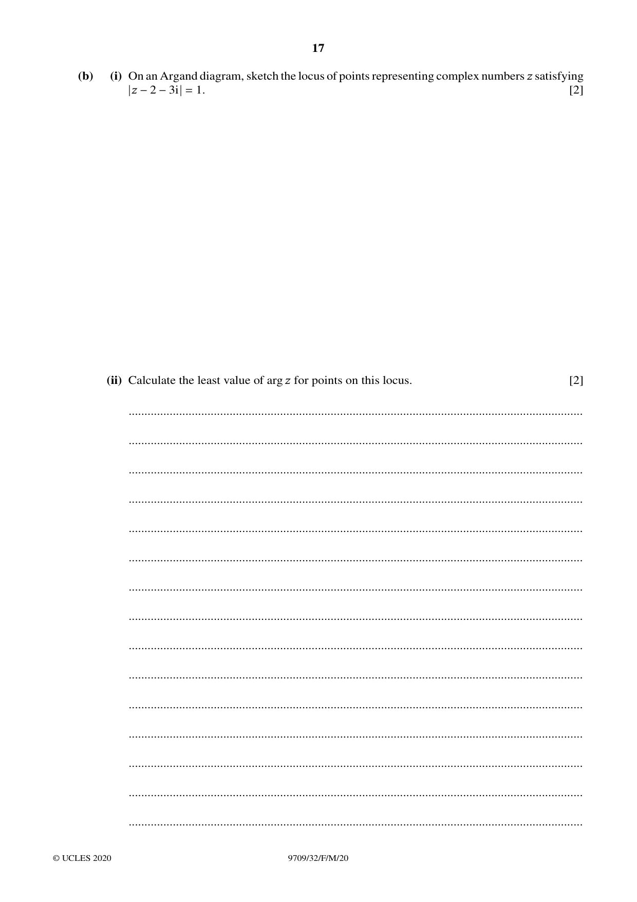 Cambridge A Level Mathematics 9709 2020 Feb/March Paper 3 · Variant 2 question paper, page 17 of 20
