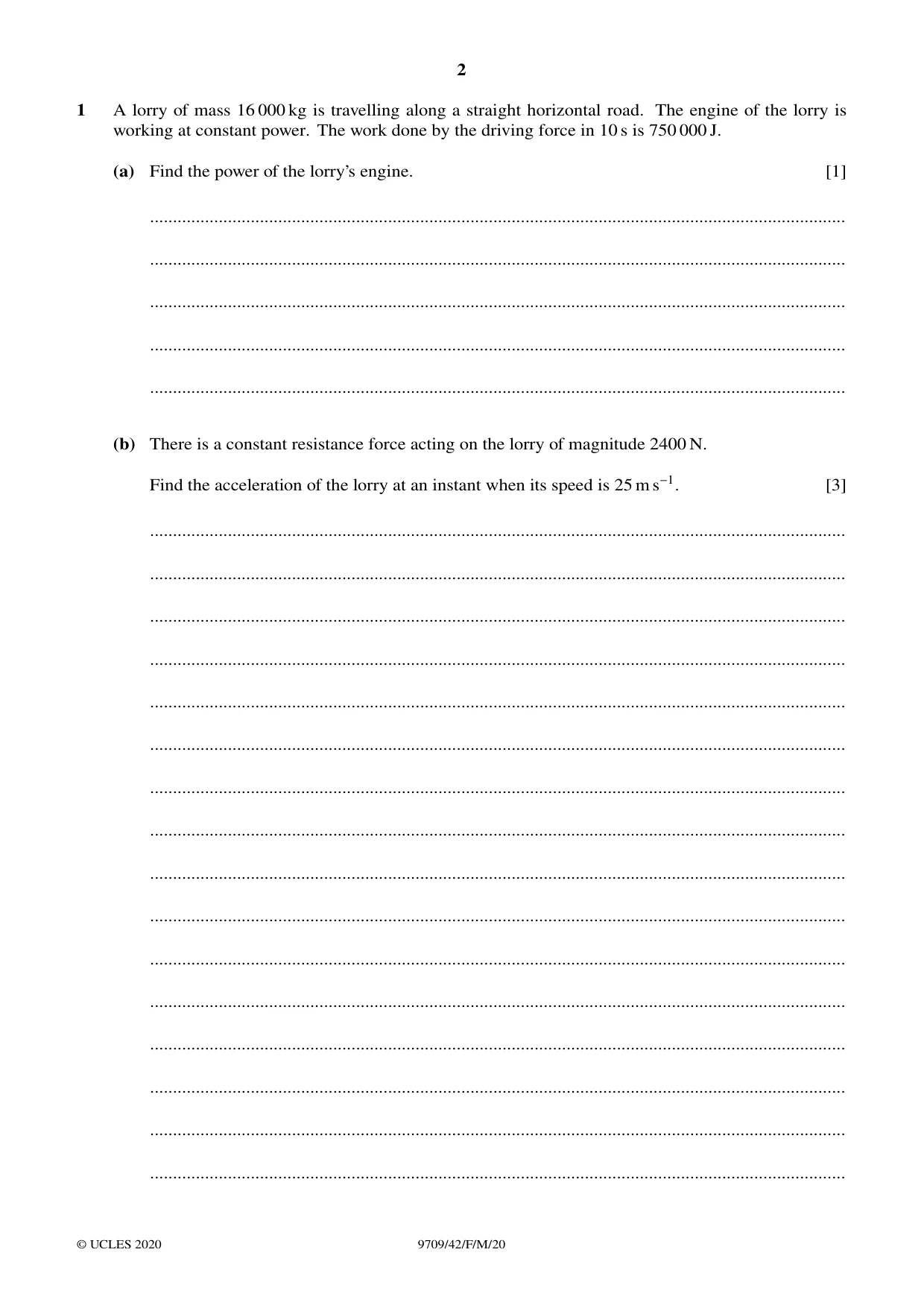 Cambridge A Level Mathematics 9709 2020 Feb/March Paper 4 · Variant 2 question paper, page 2 of 16