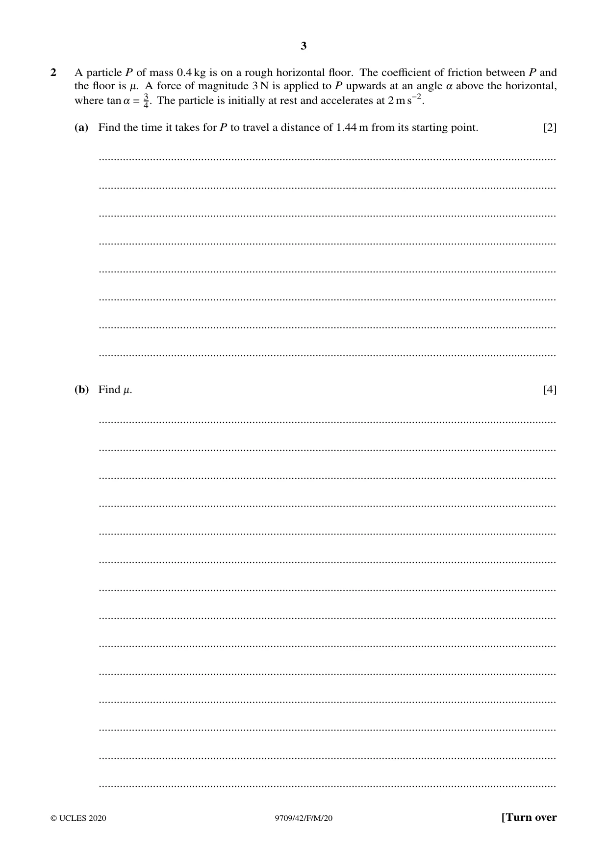 Cambridge A Level Mathematics 9709 2020 Feb/March Paper 4 · Variant 2 question paper, page 3 of 16