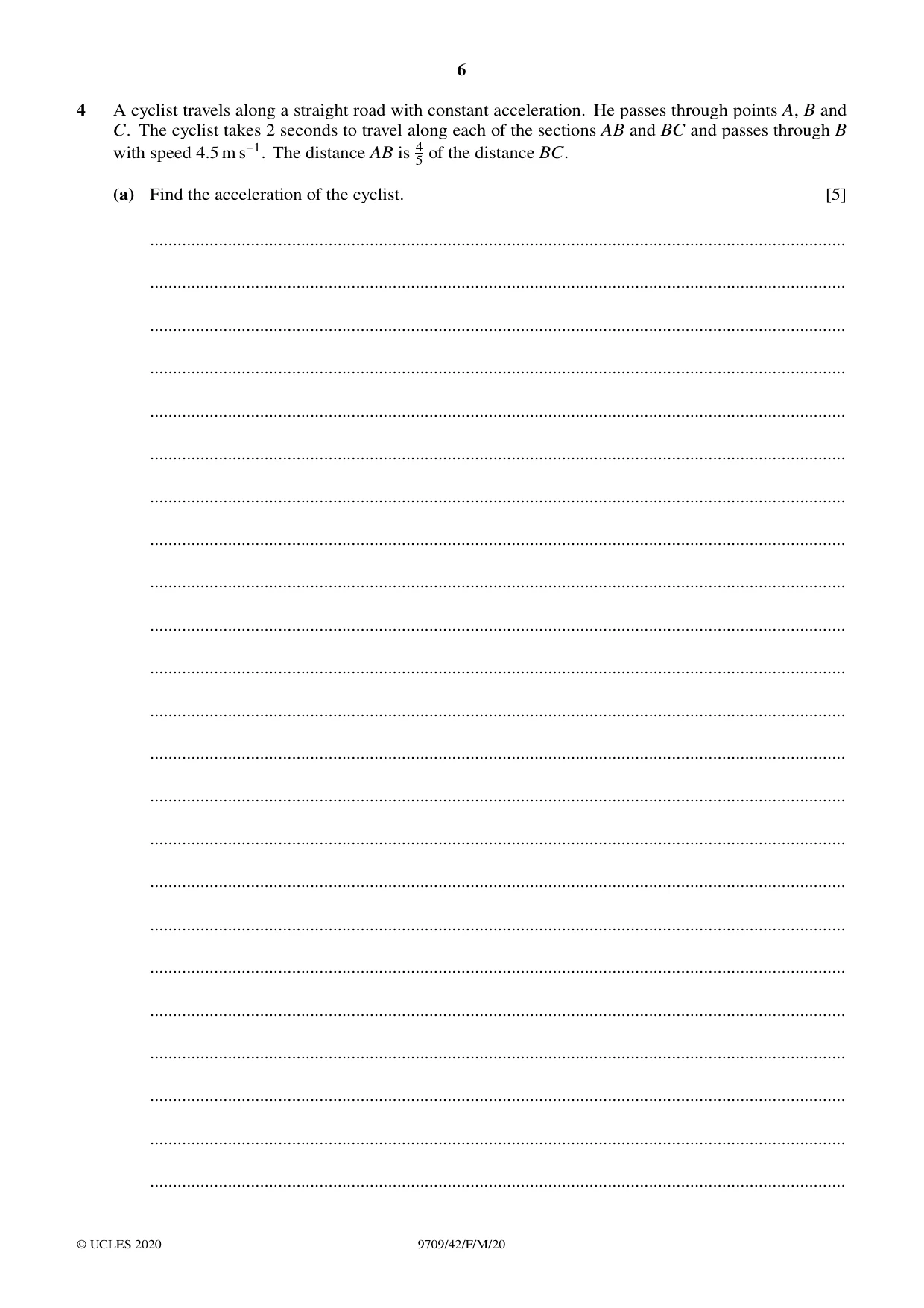 Cambridge A Level Mathematics 9709 2020 Feb/March Paper 4 · Variant 2 question paper, page 6 of 16