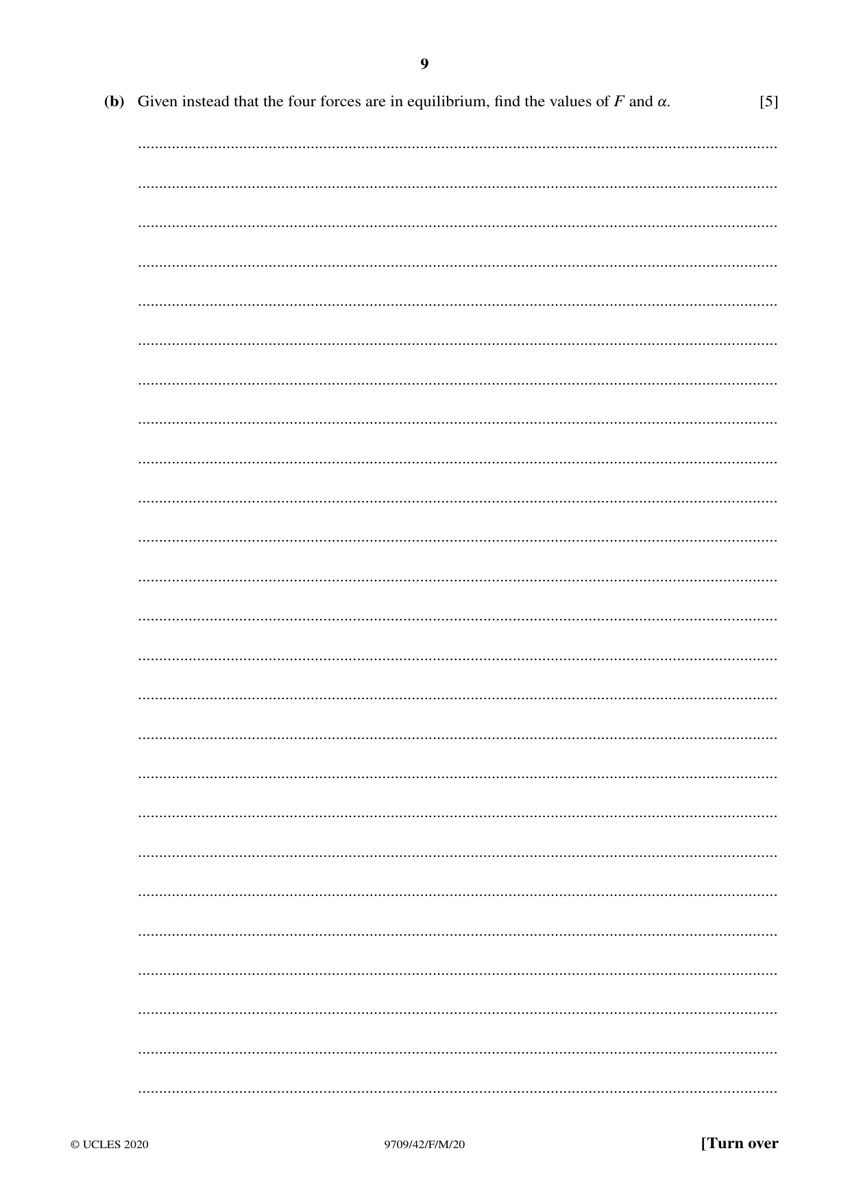 Cambridge A Level Mathematics 9709 2020 Feb/March Paper 4 · Variant 2 question paper, page 9 of 16