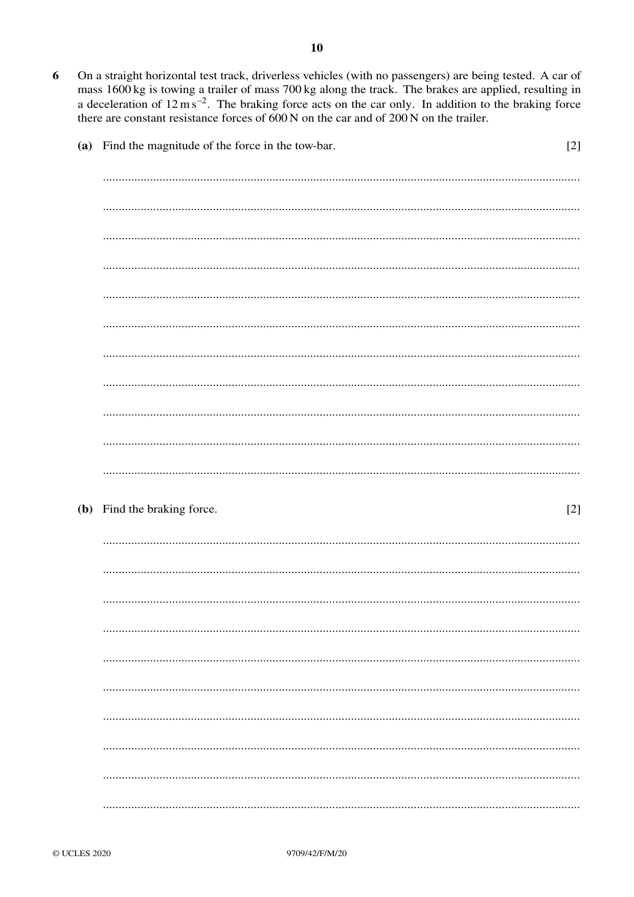 Cambridge A Level Mathematics 9709 2020 Feb/March Paper 4 · Variant 2 question paper, page 10 of 16