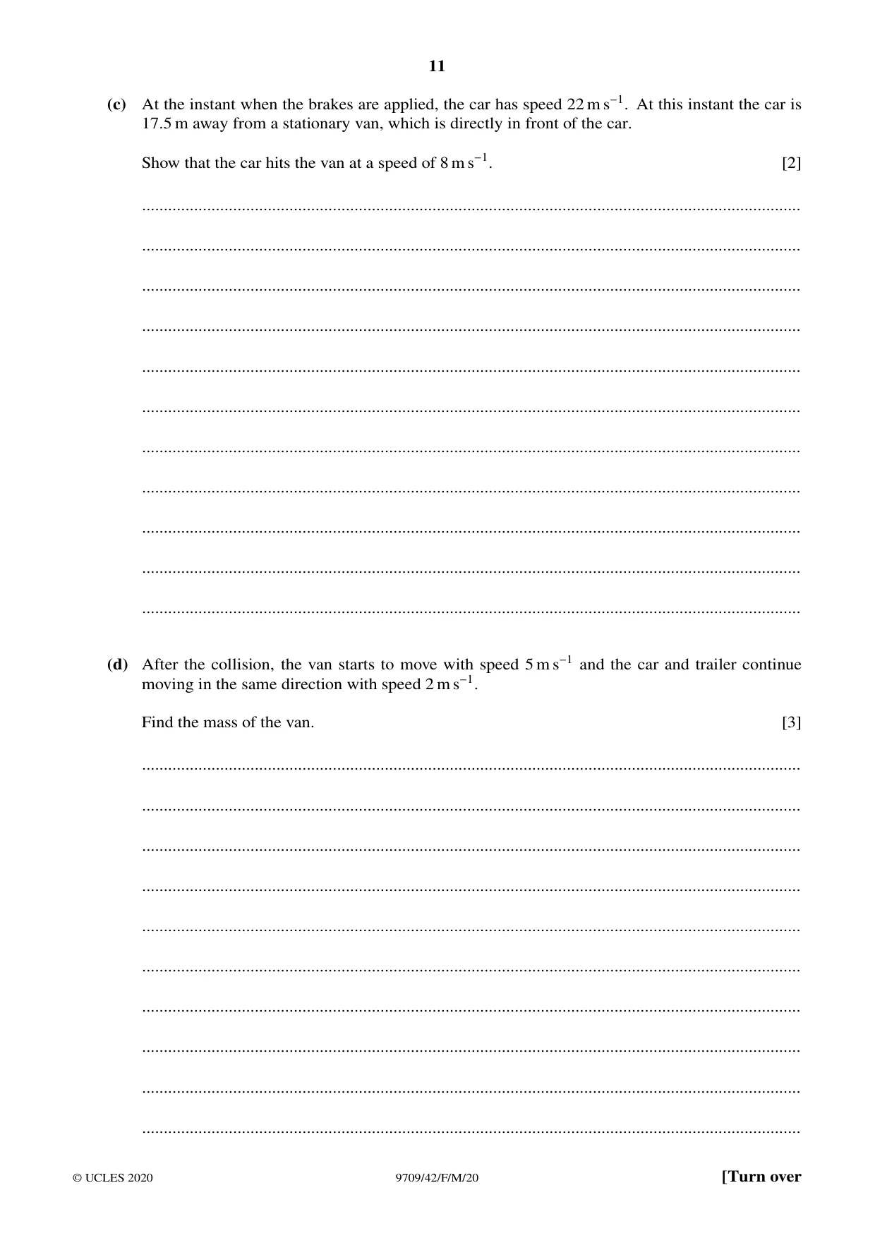 Cambridge A Level Mathematics 9709 2020 Feb/March Paper 4 · Variant 2 question paper, page 11 of 16