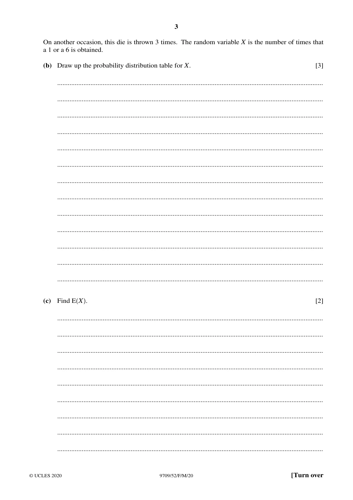 Cambridge A Level Mathematics 9709 2020 Feb/March Paper 5 · Variant 2 question paper, page 3 of 12