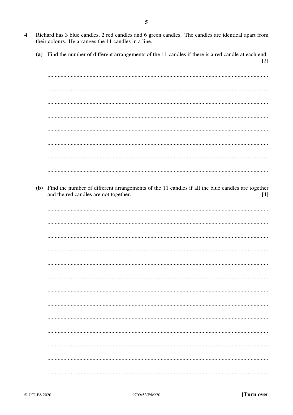 Cambridge A Level Mathematics 9709 2020 Feb/March Paper 5 · Variant 2 question paper, page 5 of 12