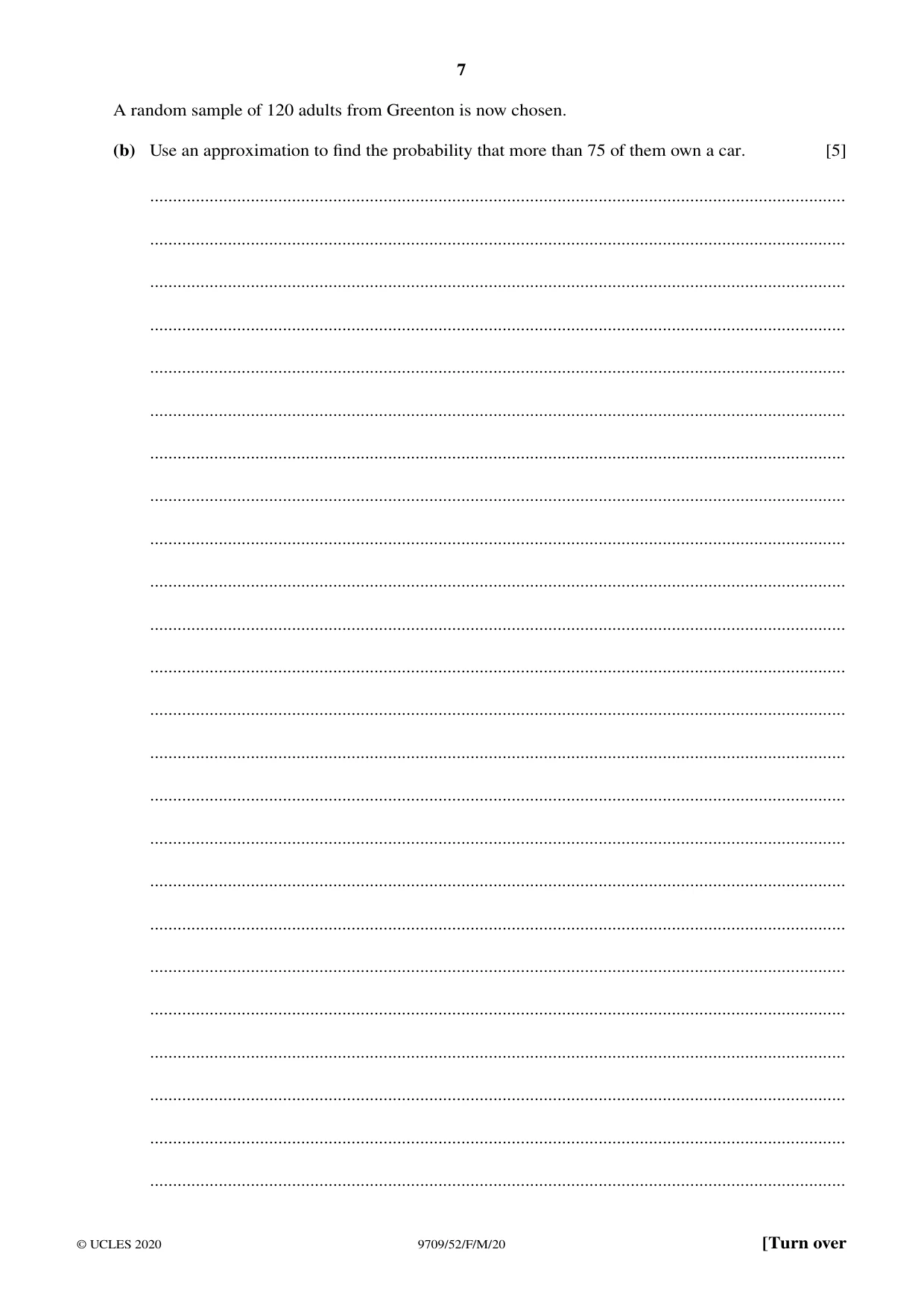 Cambridge A Level Mathematics 9709 2020 Feb/March Paper 5 · Variant 2 question paper, page 7 of 12
