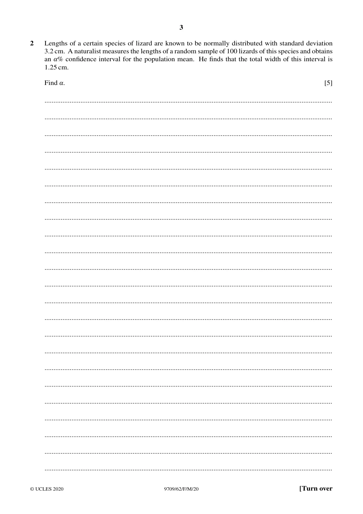 Cambridge A Level Mathematics 9709 2020 Feb/March Paper 6 · Variant 2 question paper, page 3 of 12