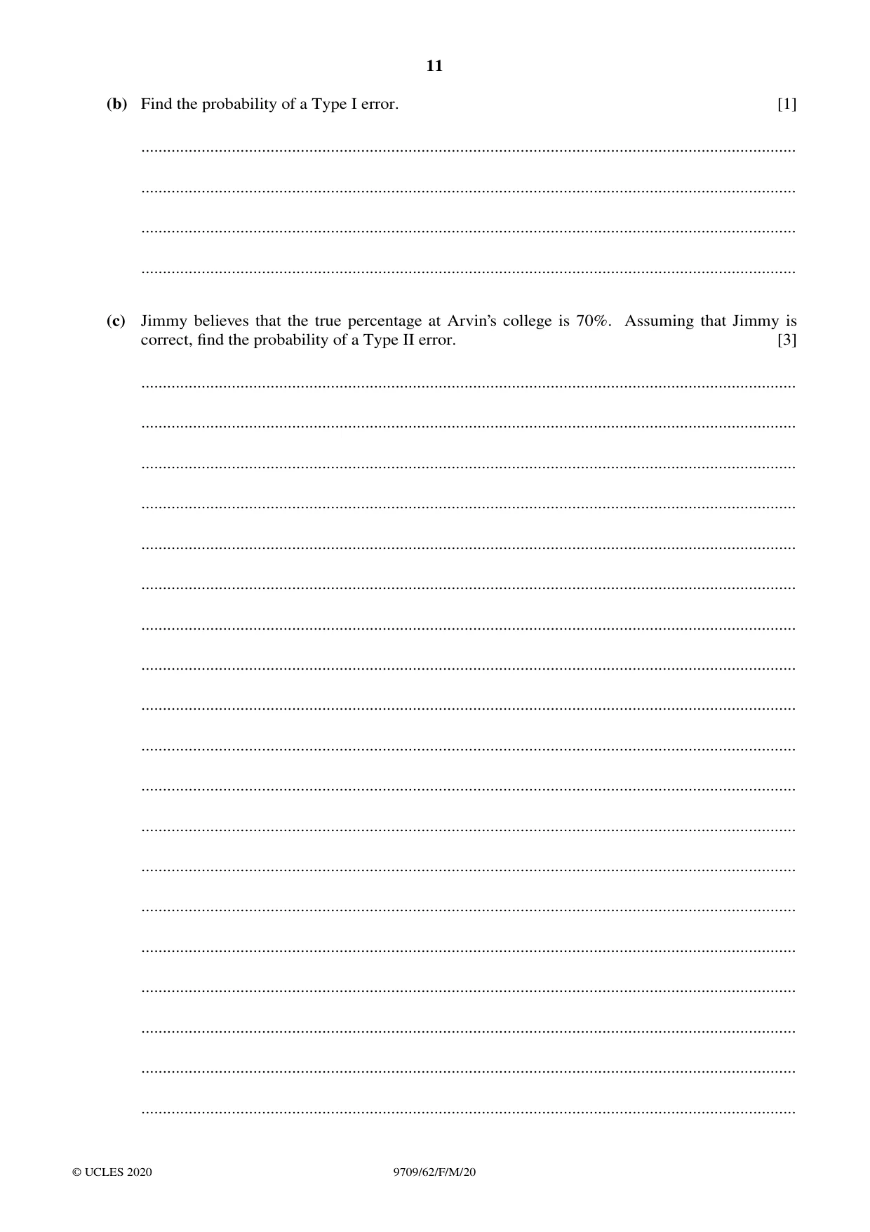 Cambridge A Level Mathematics 9709 2020 Feb/March Paper 6 · Variant 2 question paper, page 11 of 12