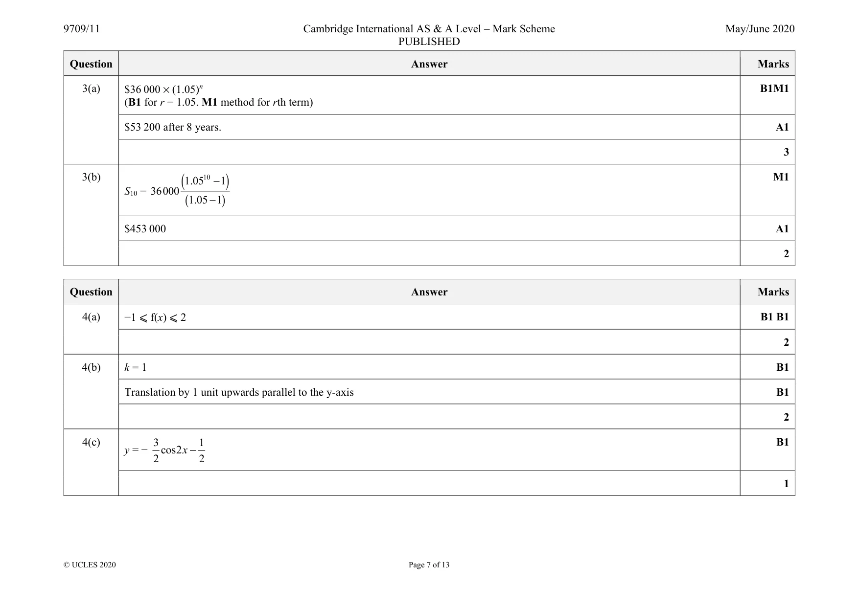 Mark scheme, page 7 of 13