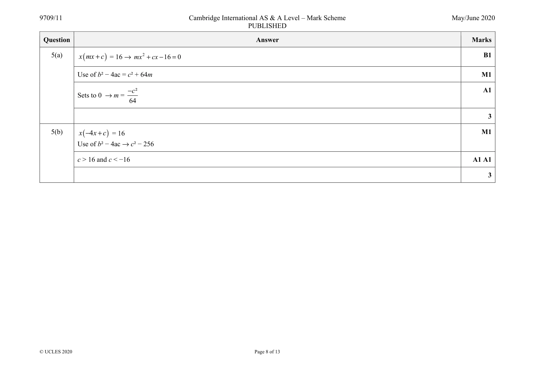 Mark scheme, page 8 of 13