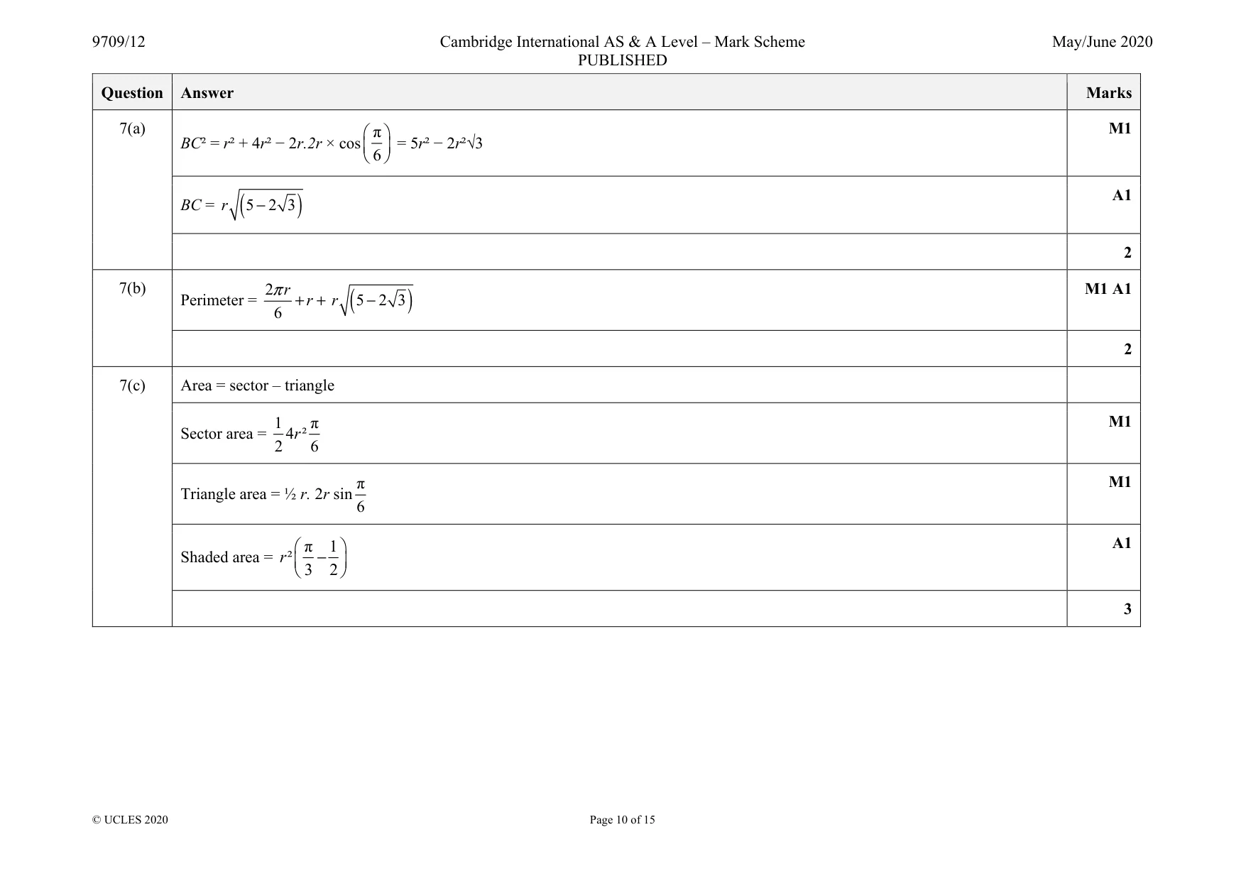 Mark scheme, page 10 of 15