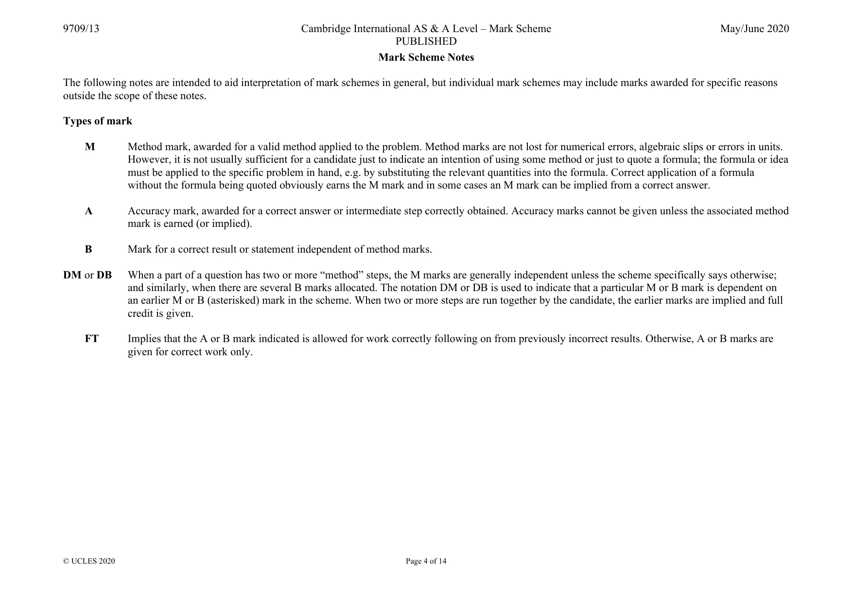 Mark scheme, page 4 of 14