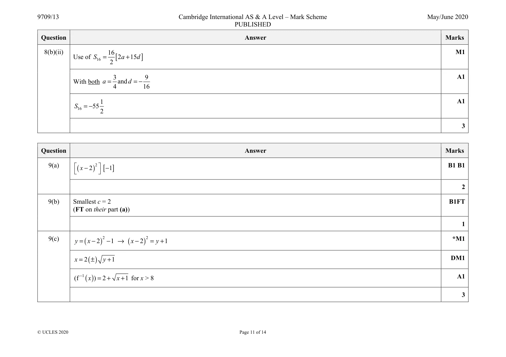 Mark scheme, page 11 of 14