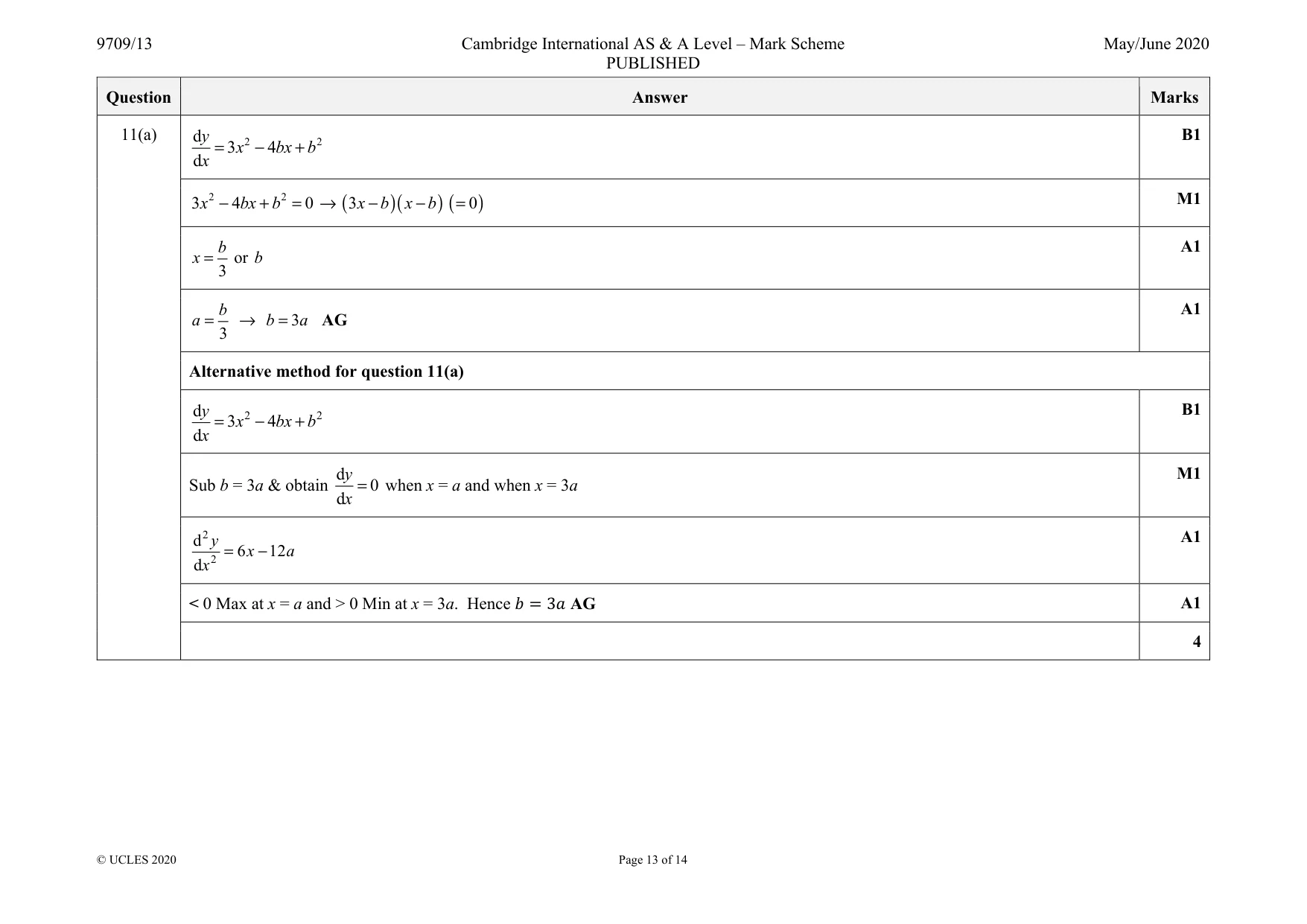 Mark scheme, page 13 of 14