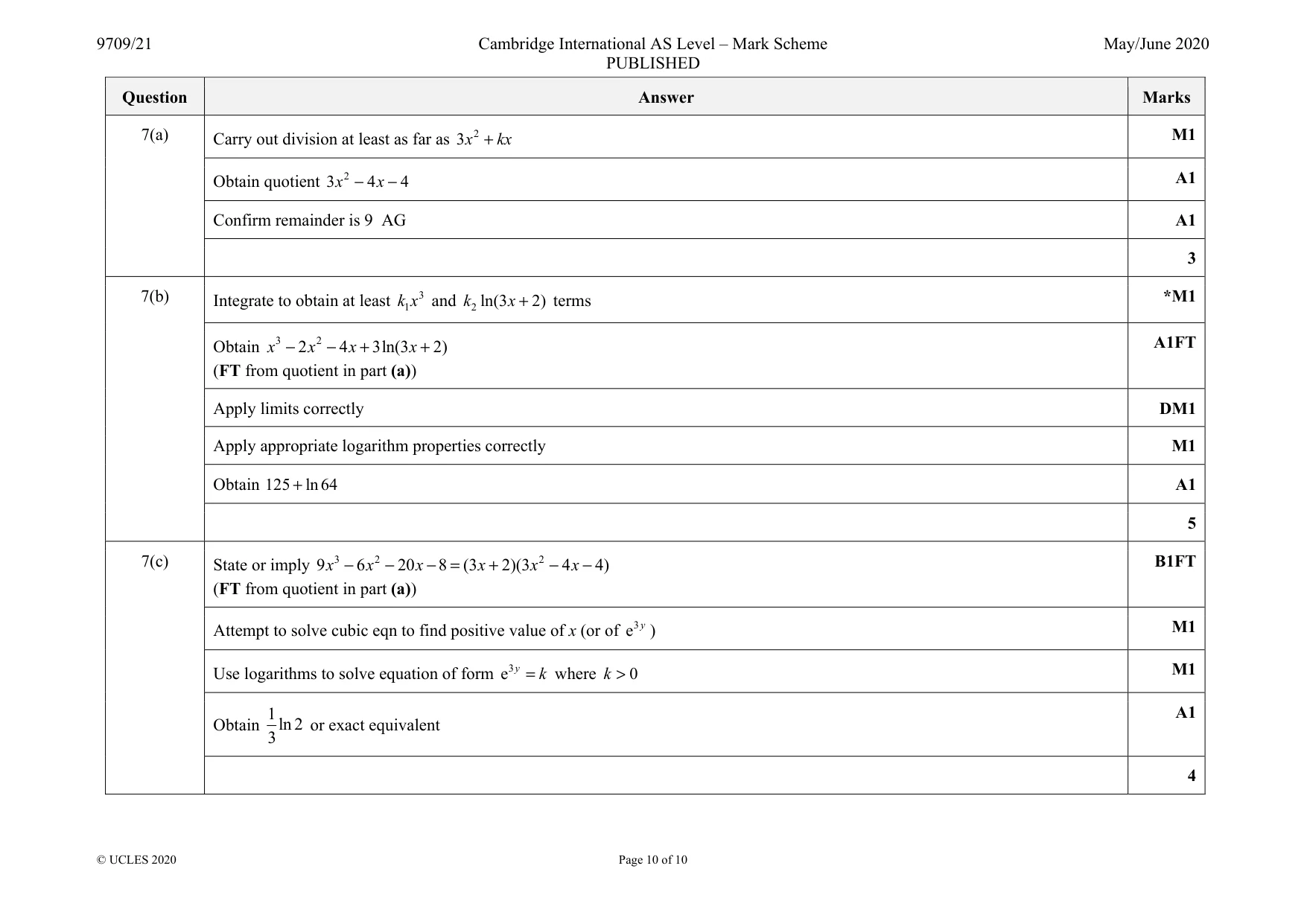 Mark scheme, page 10 of 10
