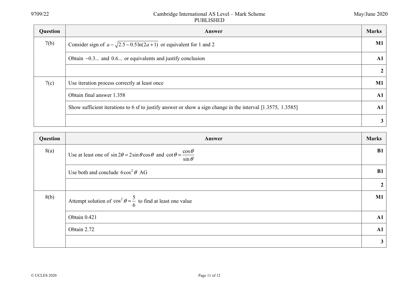 Mark scheme, page 11 of 12