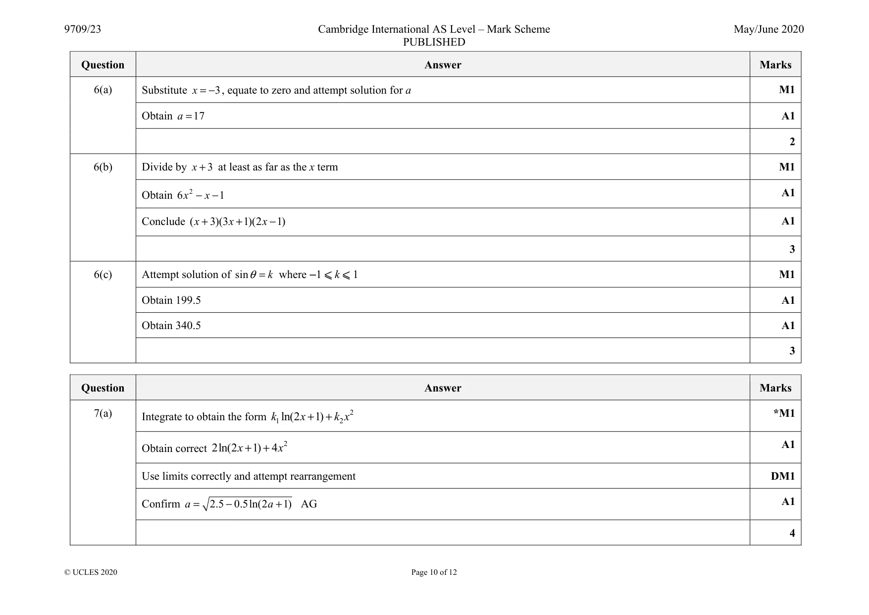 Mark scheme, page 10 of 12