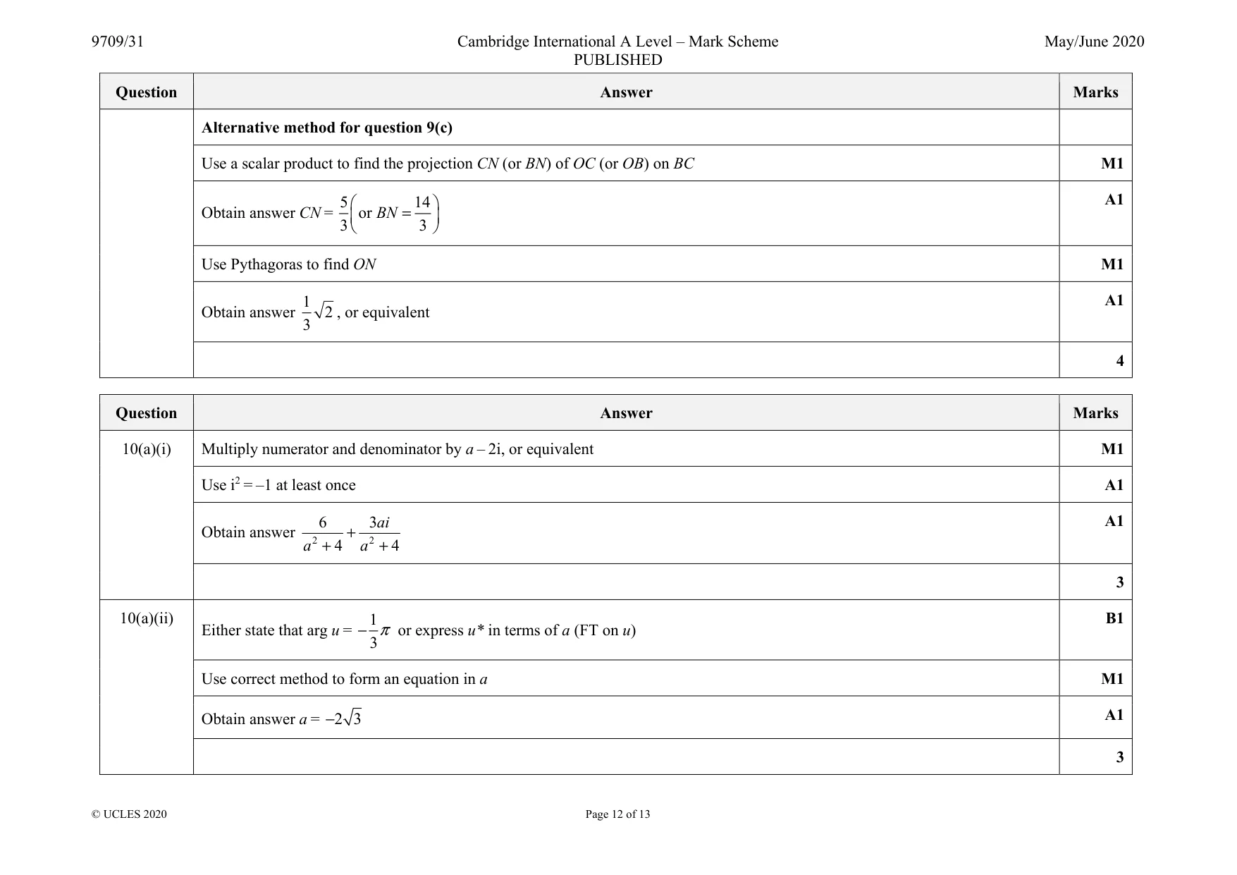 Mark scheme, page 12 of 13