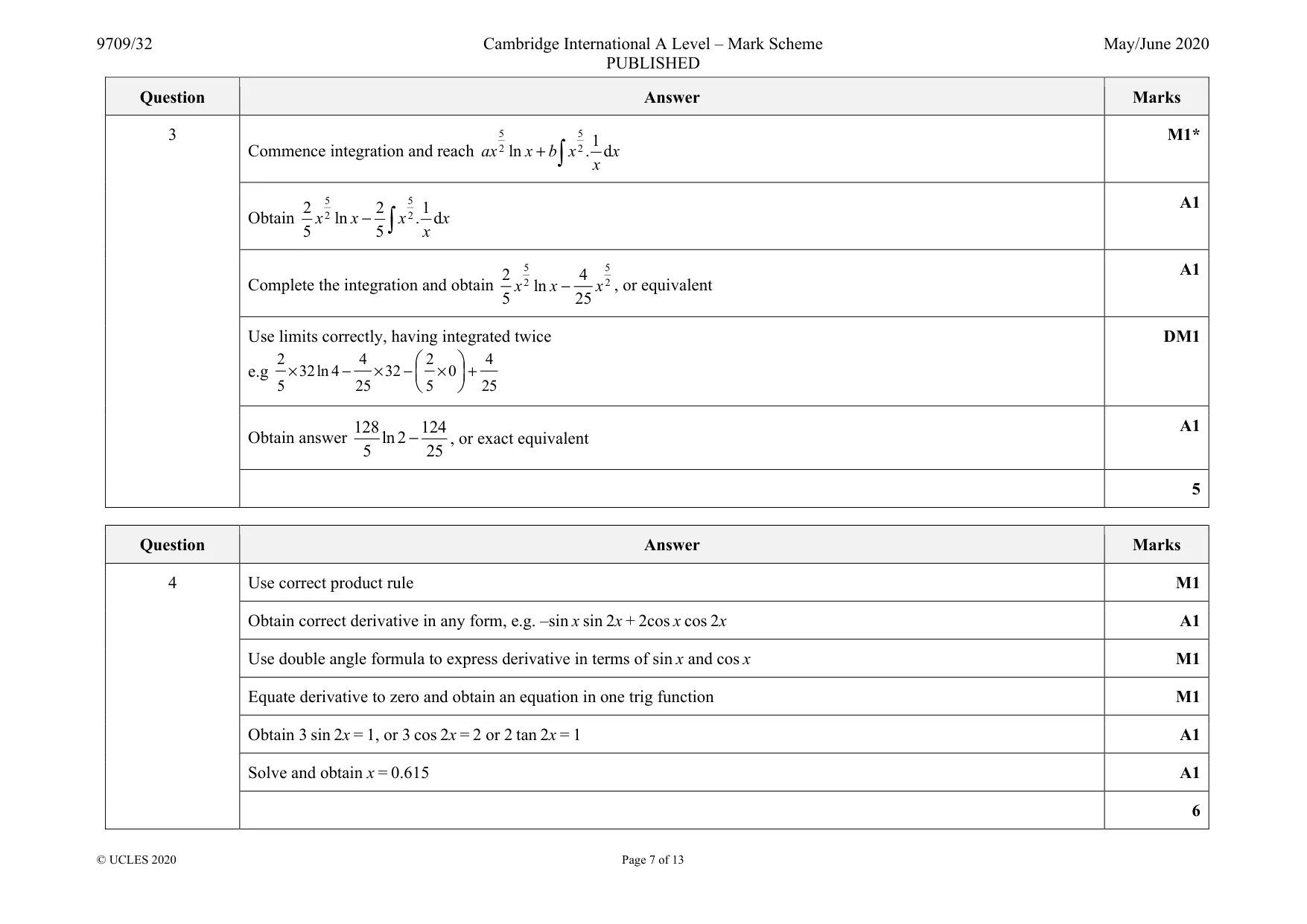 Mark scheme, page 7 of 13