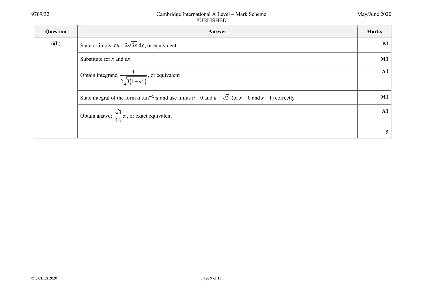 Mark scheme, page 9 of 13