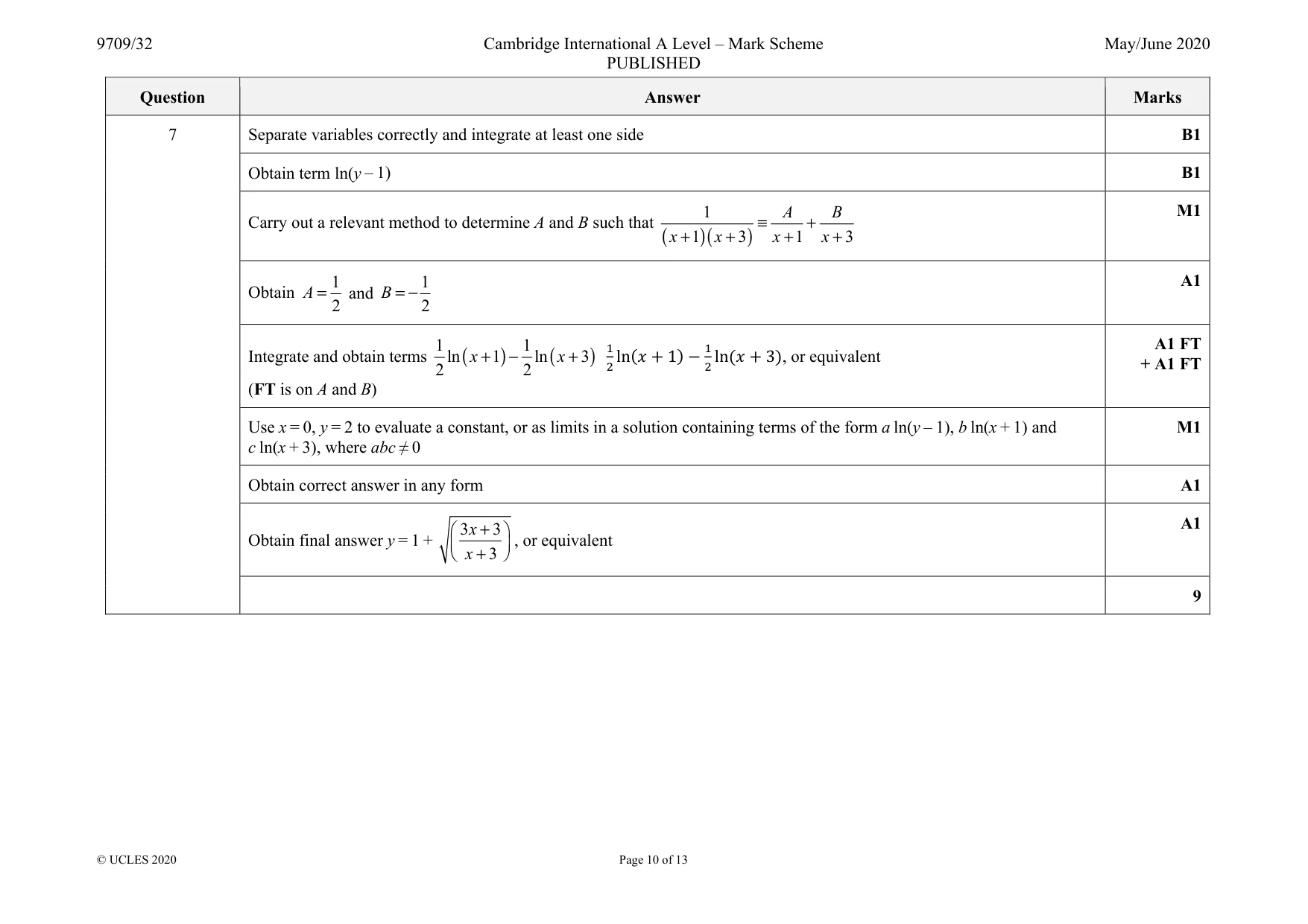 Mark scheme, page 10 of 13