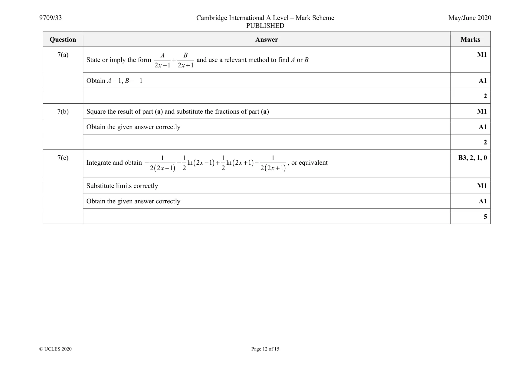 Mark scheme, page 12 of 15