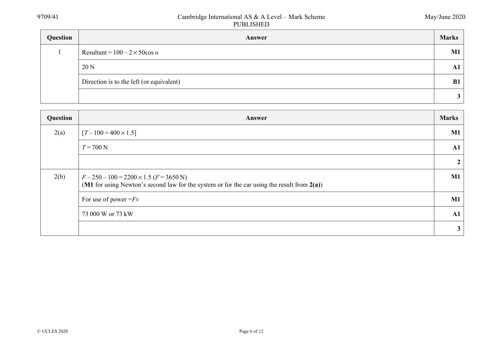 Mark scheme, page 6 of 12