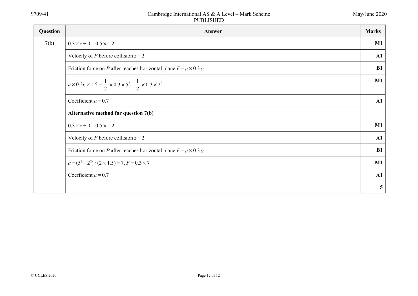 Mark scheme, page 12 of 12