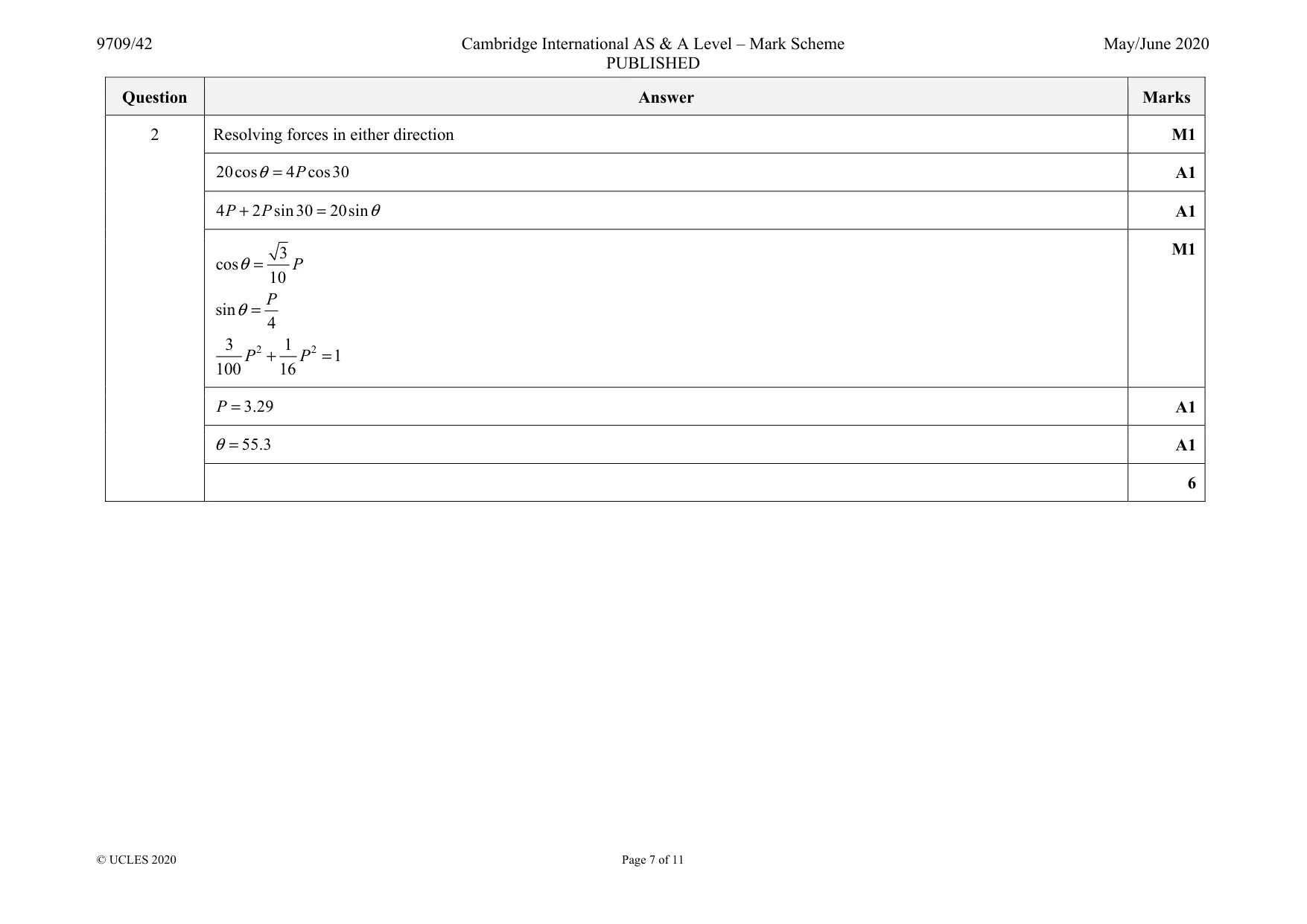 Mark scheme, page 7 of 11