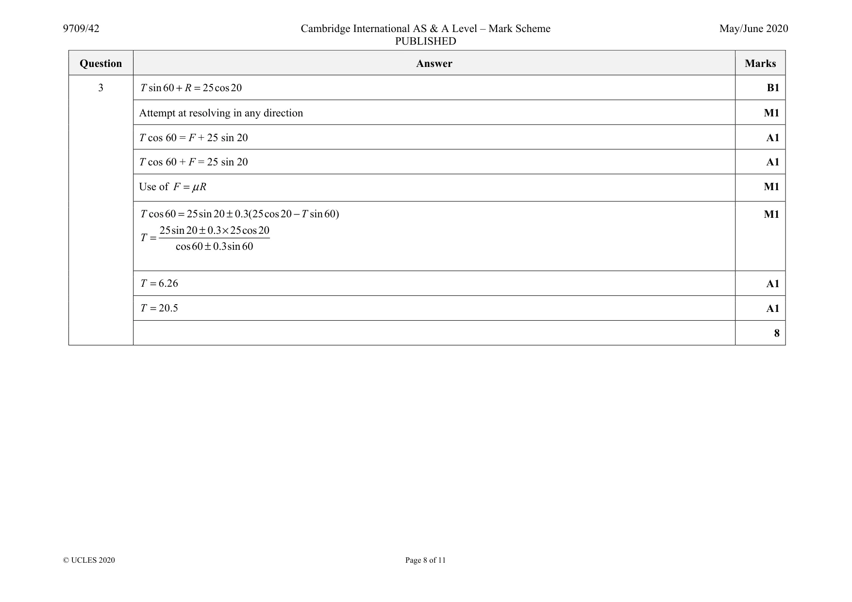 Mark scheme, page 8 of 11