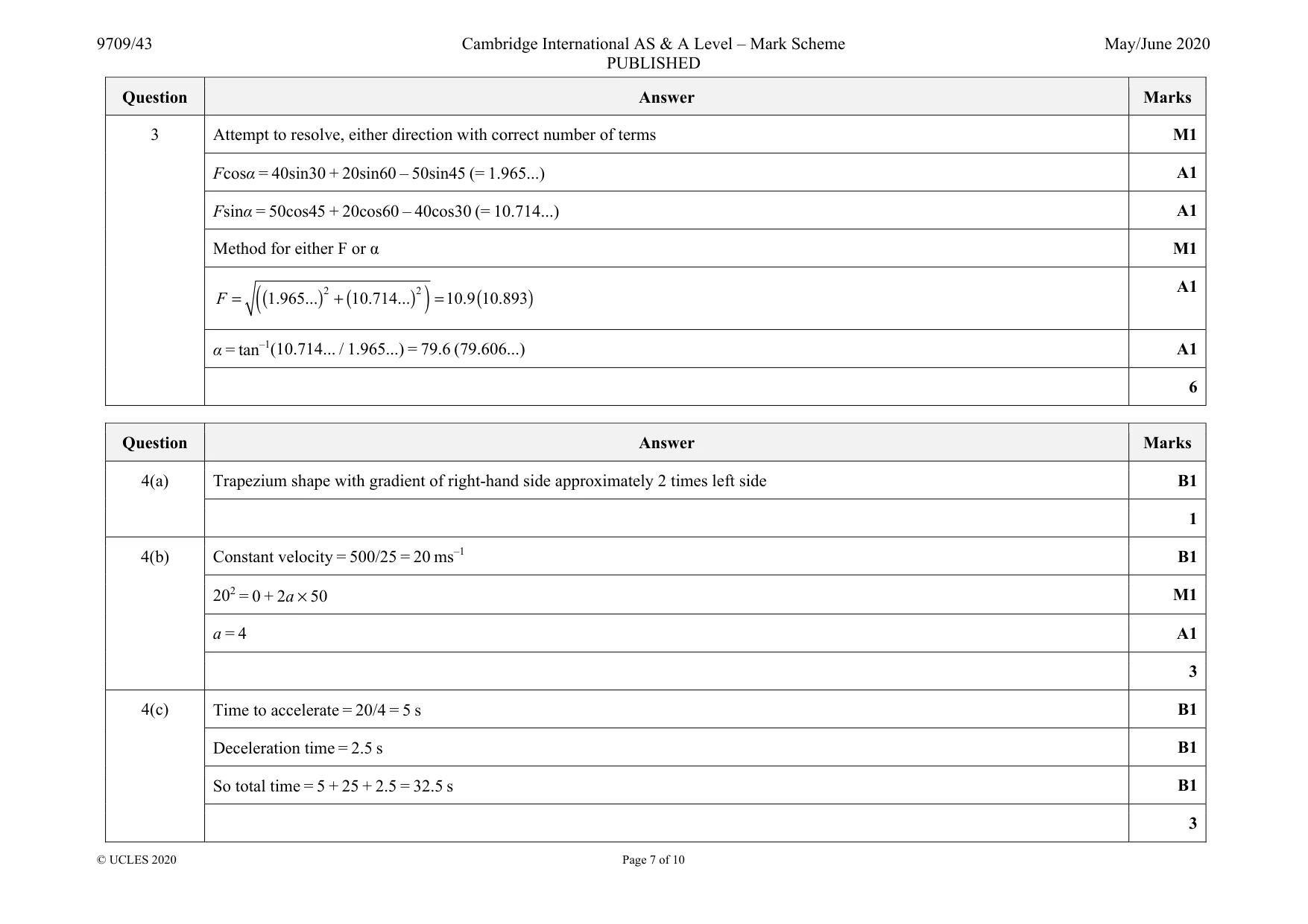 Mark scheme, page 7 of 10