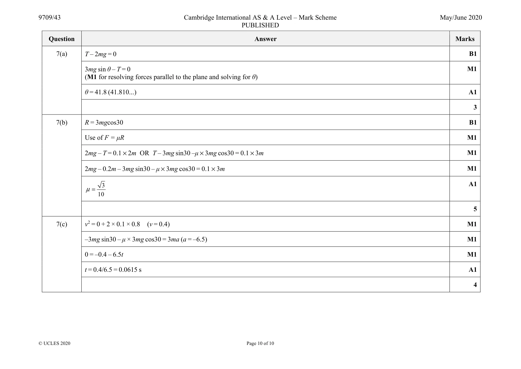 Mark scheme, page 10 of 10