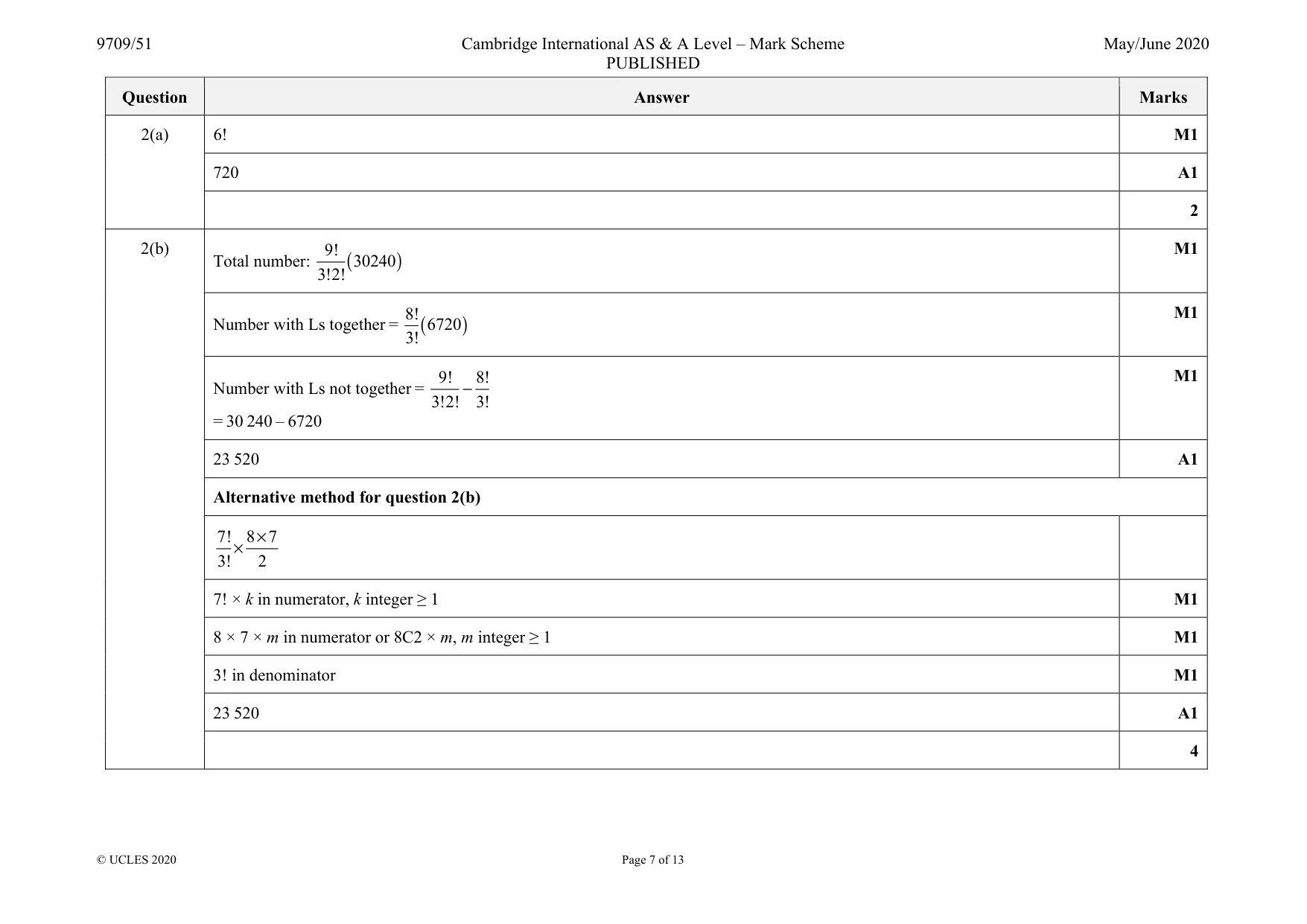 Mark scheme, page 7 of 13