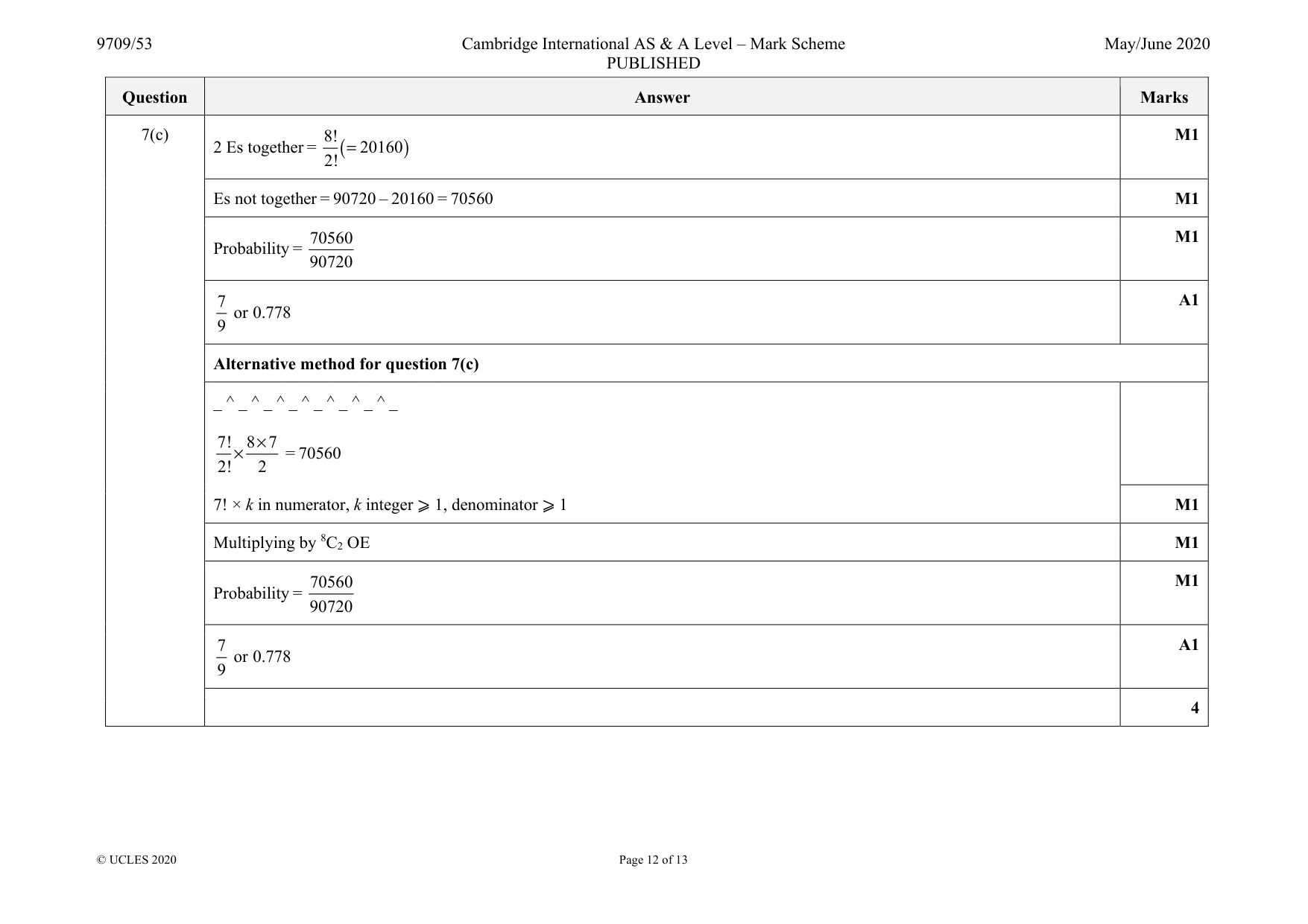 Mark scheme, page 12 of 13