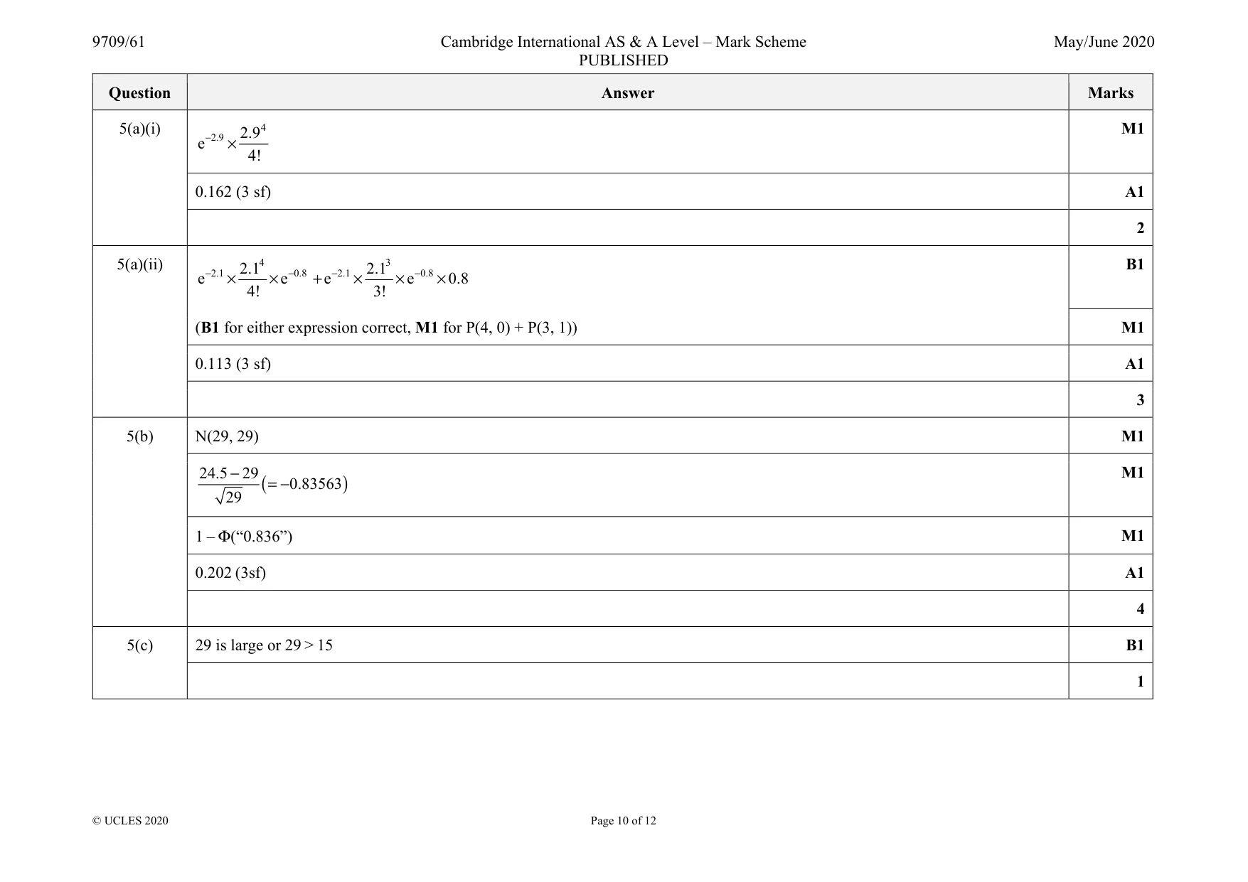 Mark scheme, page 10 of 12