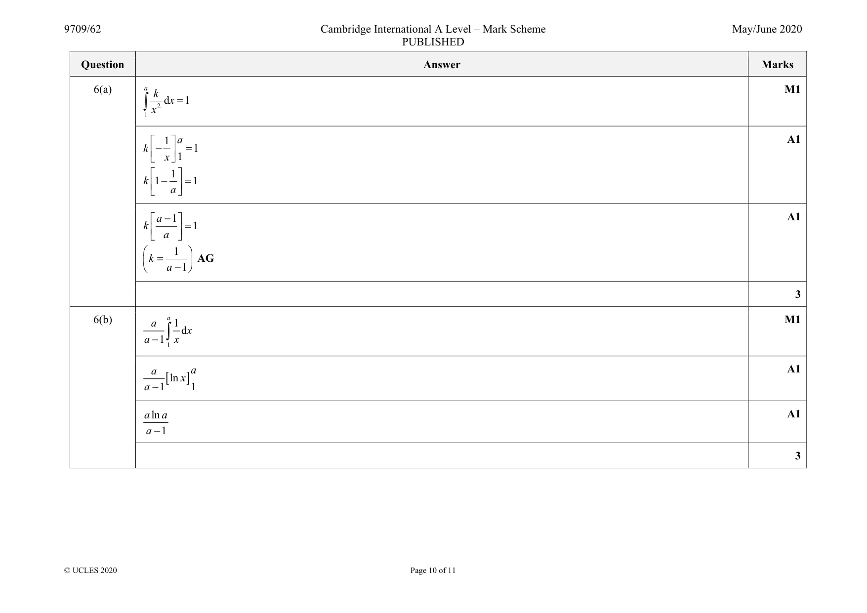 Mark scheme, page 10 of 11